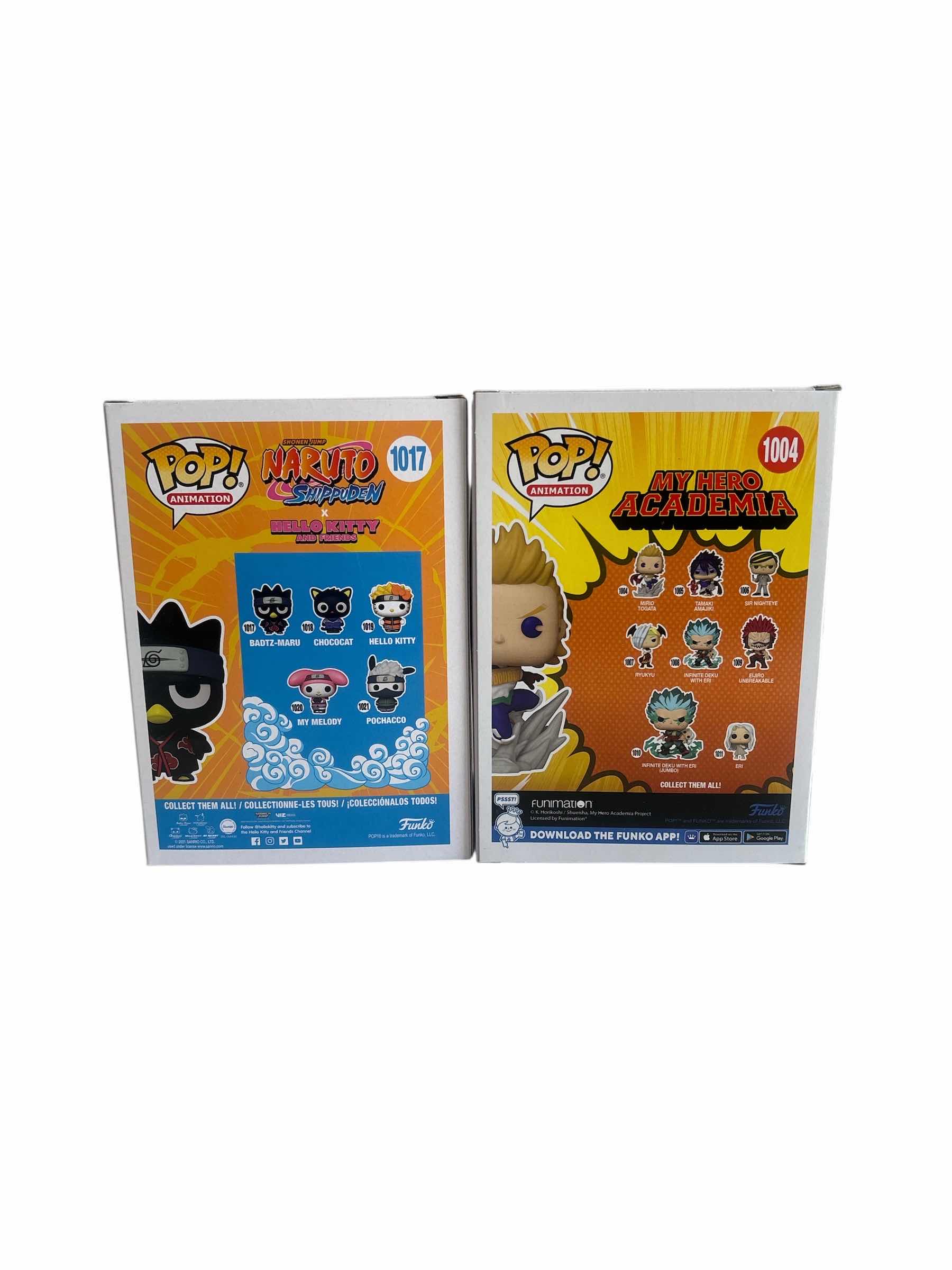 Photo 1 of 2(PCS) NIB FUNKO POP MIRIO TOGATA MY HERO ACADEMIA & BADTZ-MARU NARUTO SHIPPUDEN X HELLO KITTY & FRIENDS