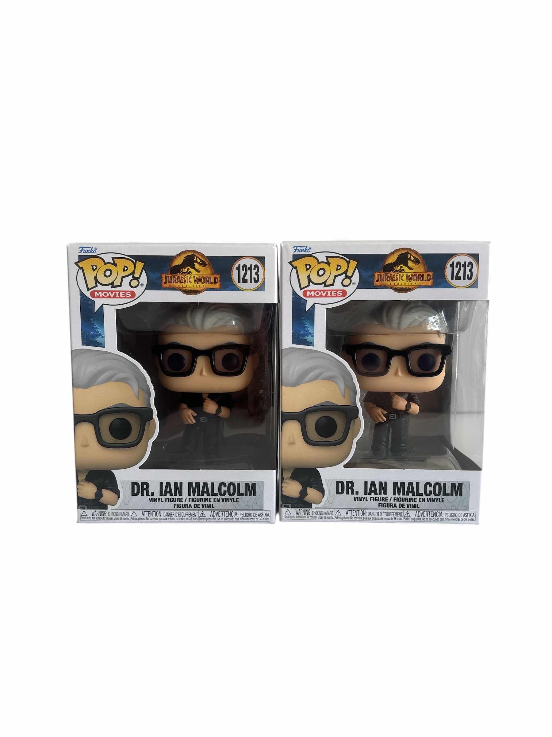 Photo 1 of (2) PCS NIB FUNKO PIP DR. IAN MALCOLM JURASSIC WORLD