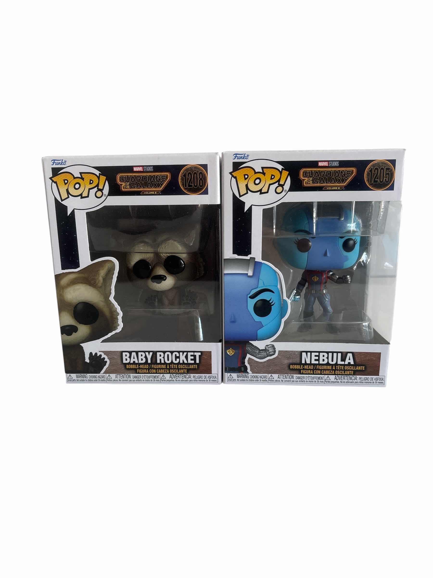 Photo 1 of (2) PCS NIB FUNKO POP BABY ROCKET & NEBULA GUARDIANS OF THE GALAXY