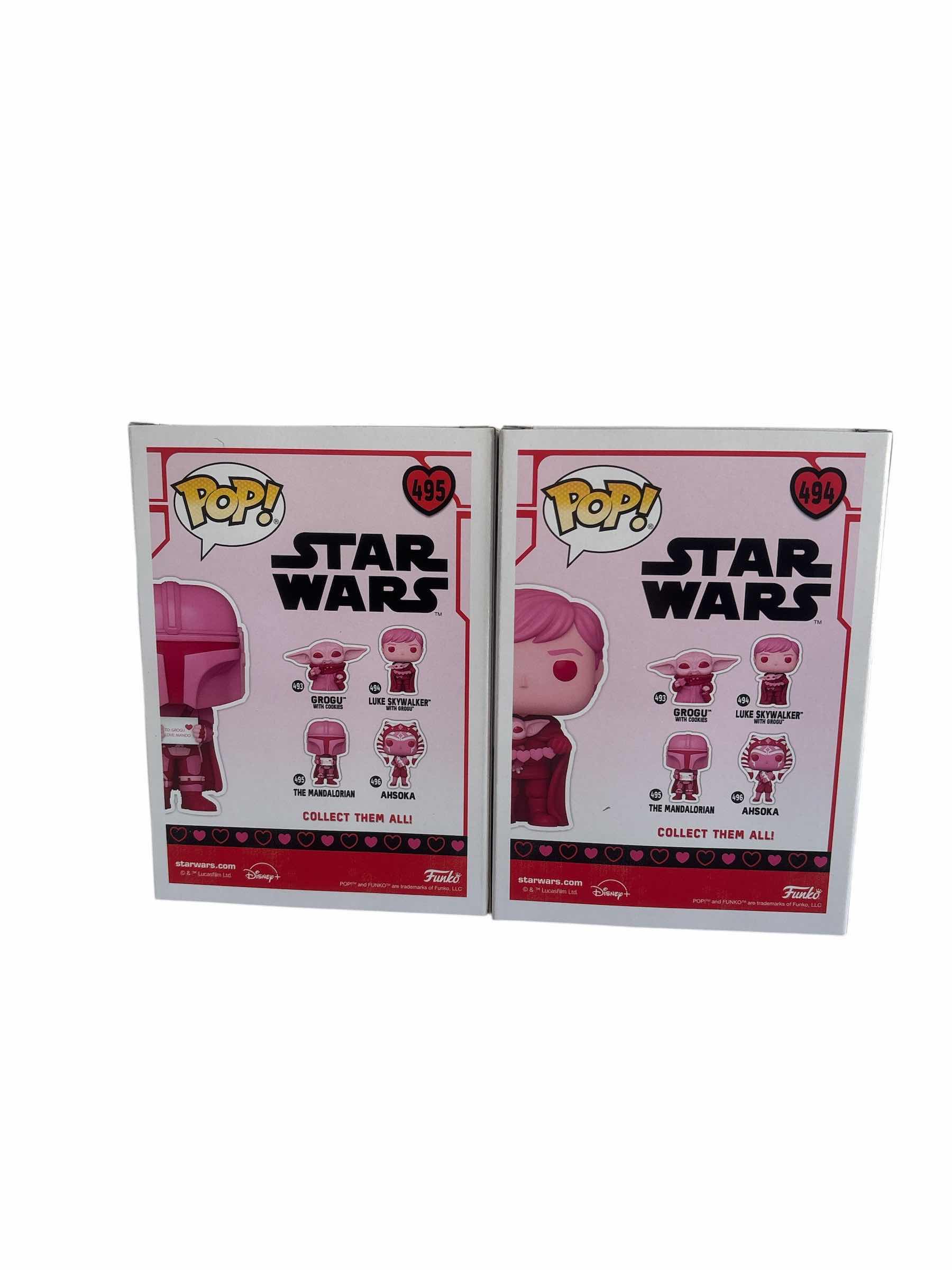 Photo 1 of (2)PCS NIB FUNKO POP LUKE SKYWALKER WITH GROGU & THE MANDALORIAN STAR WARS