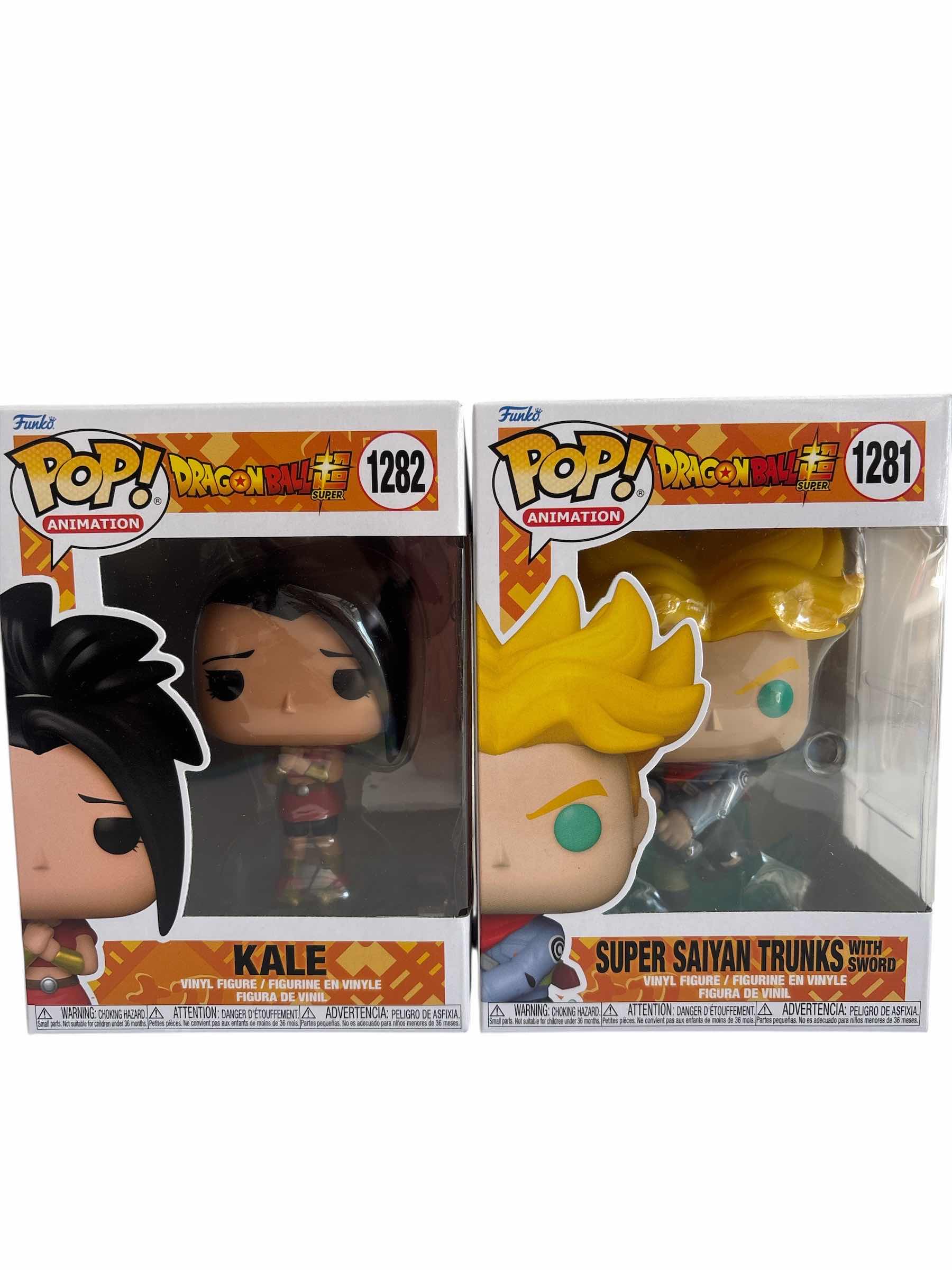 Photo 1 of (2)PCS NIB FUNKO POP KALE & SUPER SAIYAN TRUNKS WITH SWORD DRAGONBALL SUPER