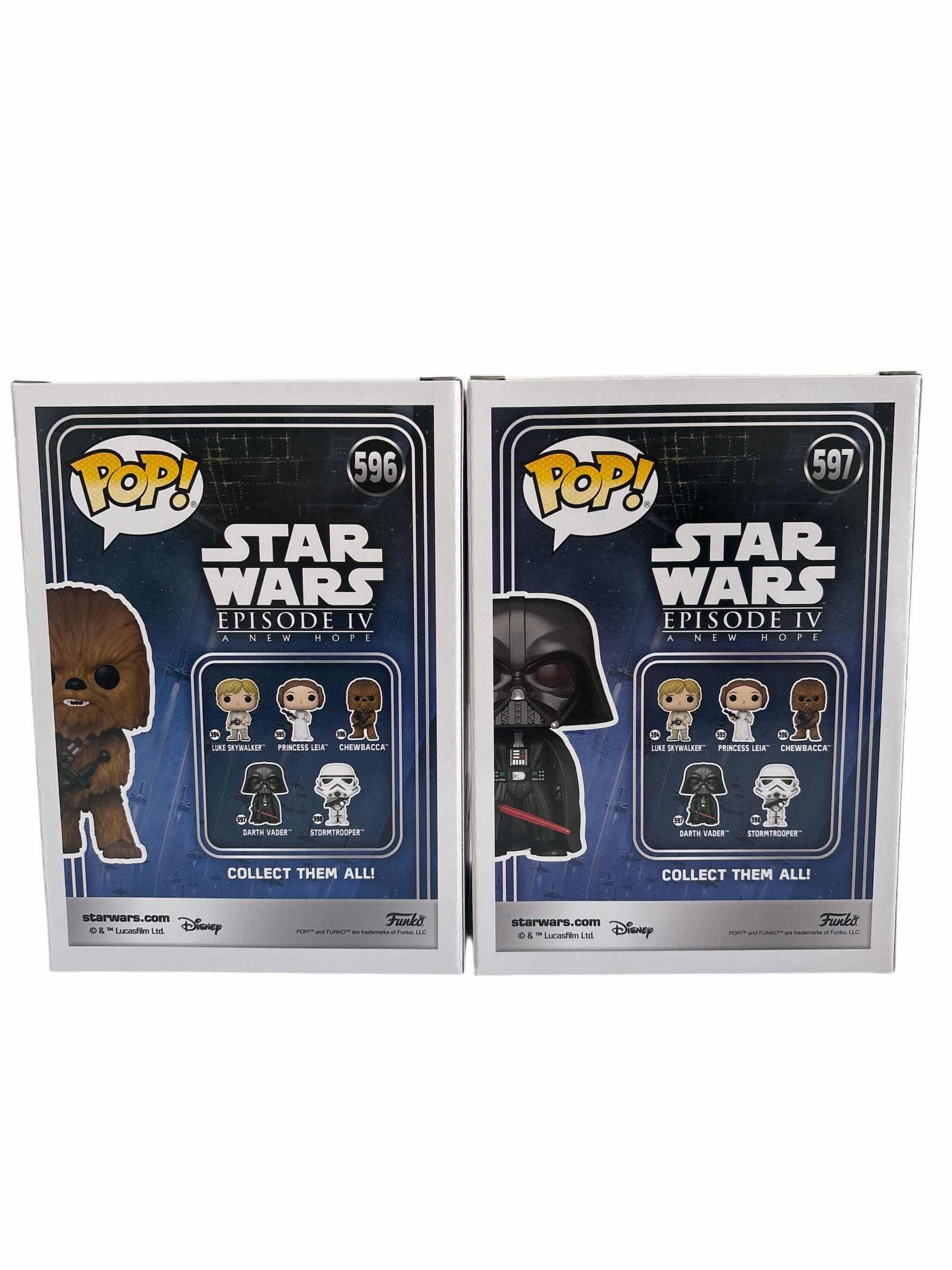 Photo 1 of (2)PCS NIB FUNKO POP DARTH VADER & CHEWBACCA STAR WARS