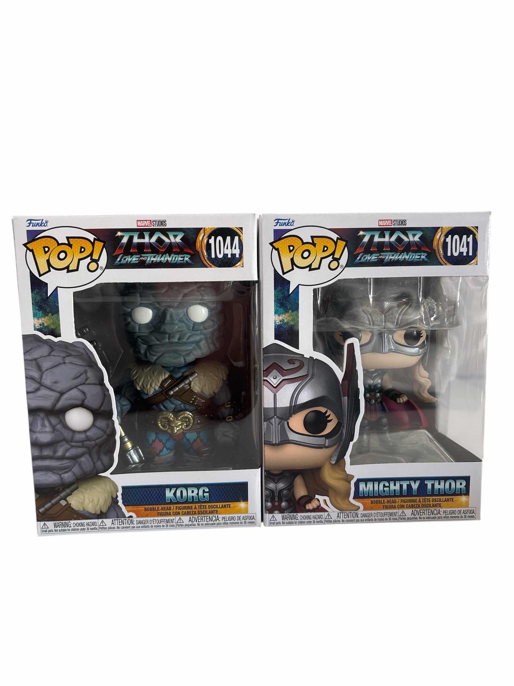 Photo 1 of (2)PCS NIB FUNKO POP KORG & MIGHY THOR THOR LOVE AND THUNDER