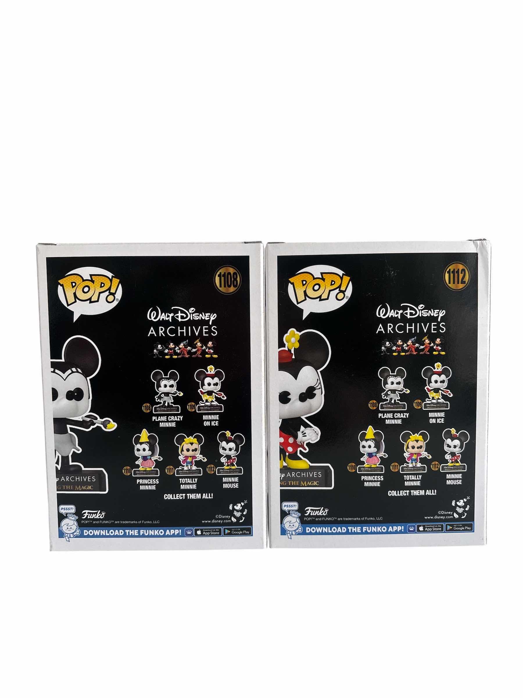 Photo 1 of (2)PCS NIB FUNKO POP MINNIE MOUSE & PLANE CRAZY MINNIE WALT DISNEY ARCHIVES