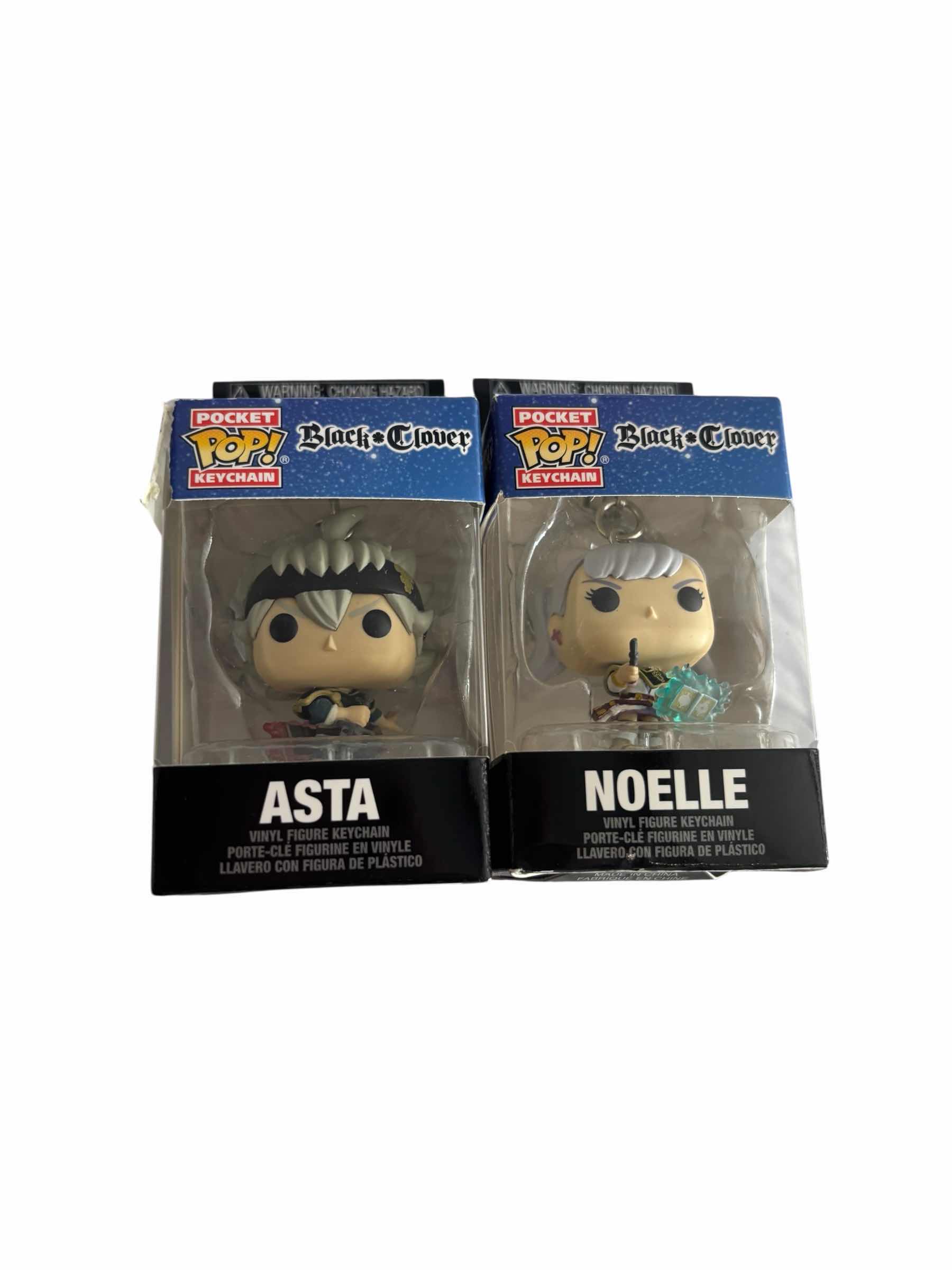 Photo 1 of (2)PCS NIB FUNKO POP POCKET KEYCHAIN BLACK CLOVER ASTA & NOELLE