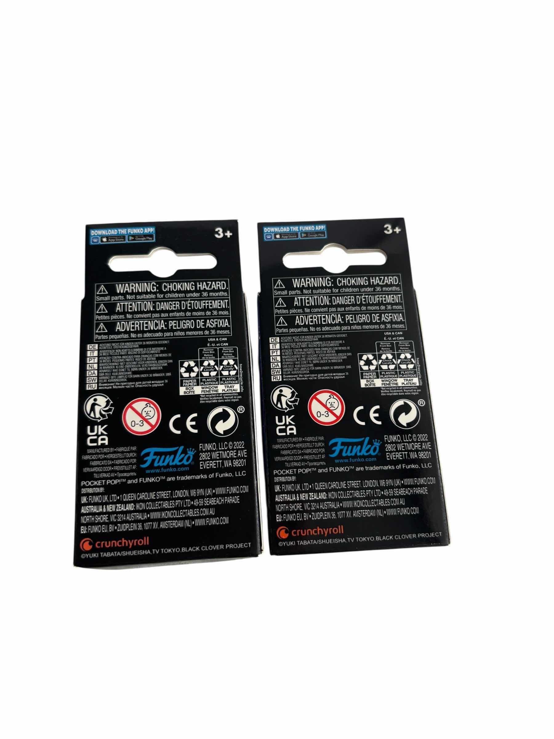 Photo 1 of (2)PCS NIB FUNKO POP POCKET KEYCHAIN BLACK CLOVER ASTA & NOELLE