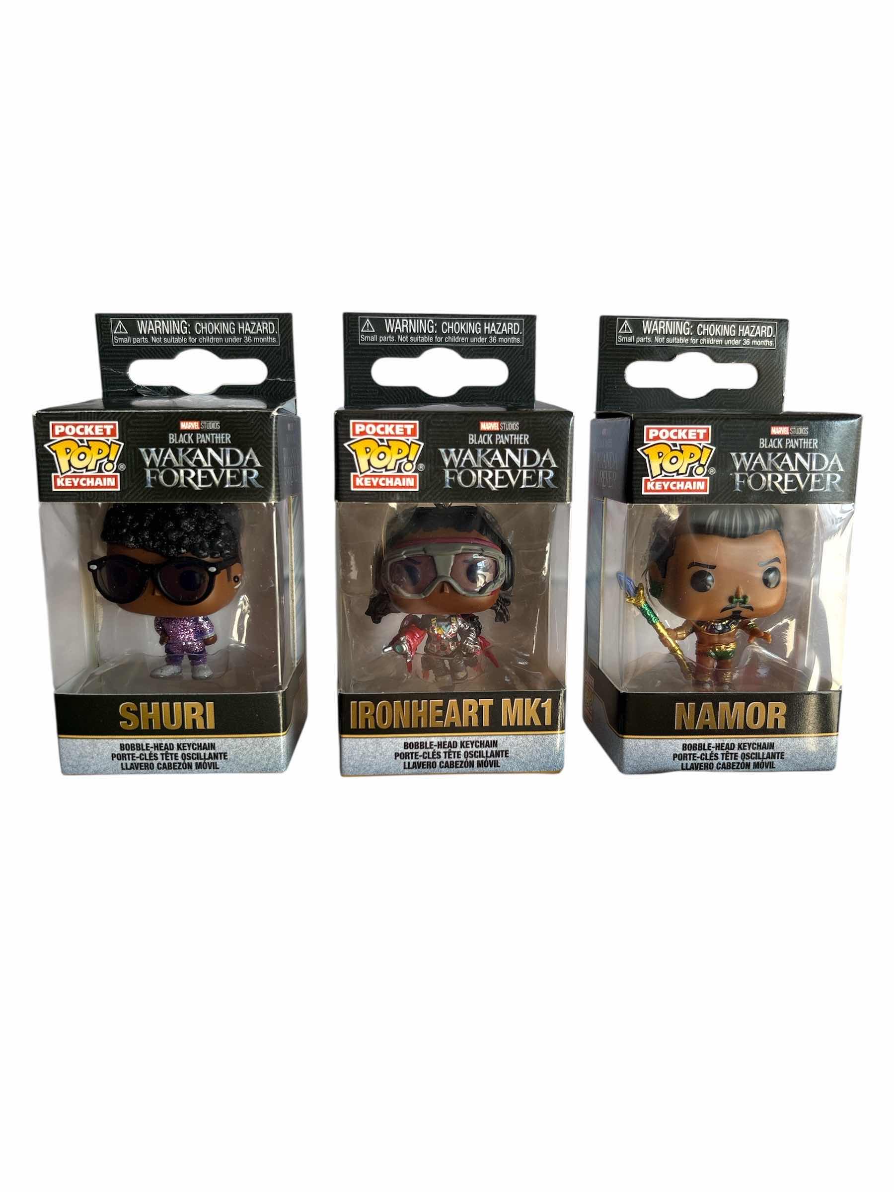 Photo 1 of NIB (3)PCS FUNKO POCKET POP BLACK PANTHER KEYCHAIN RETAIL $40