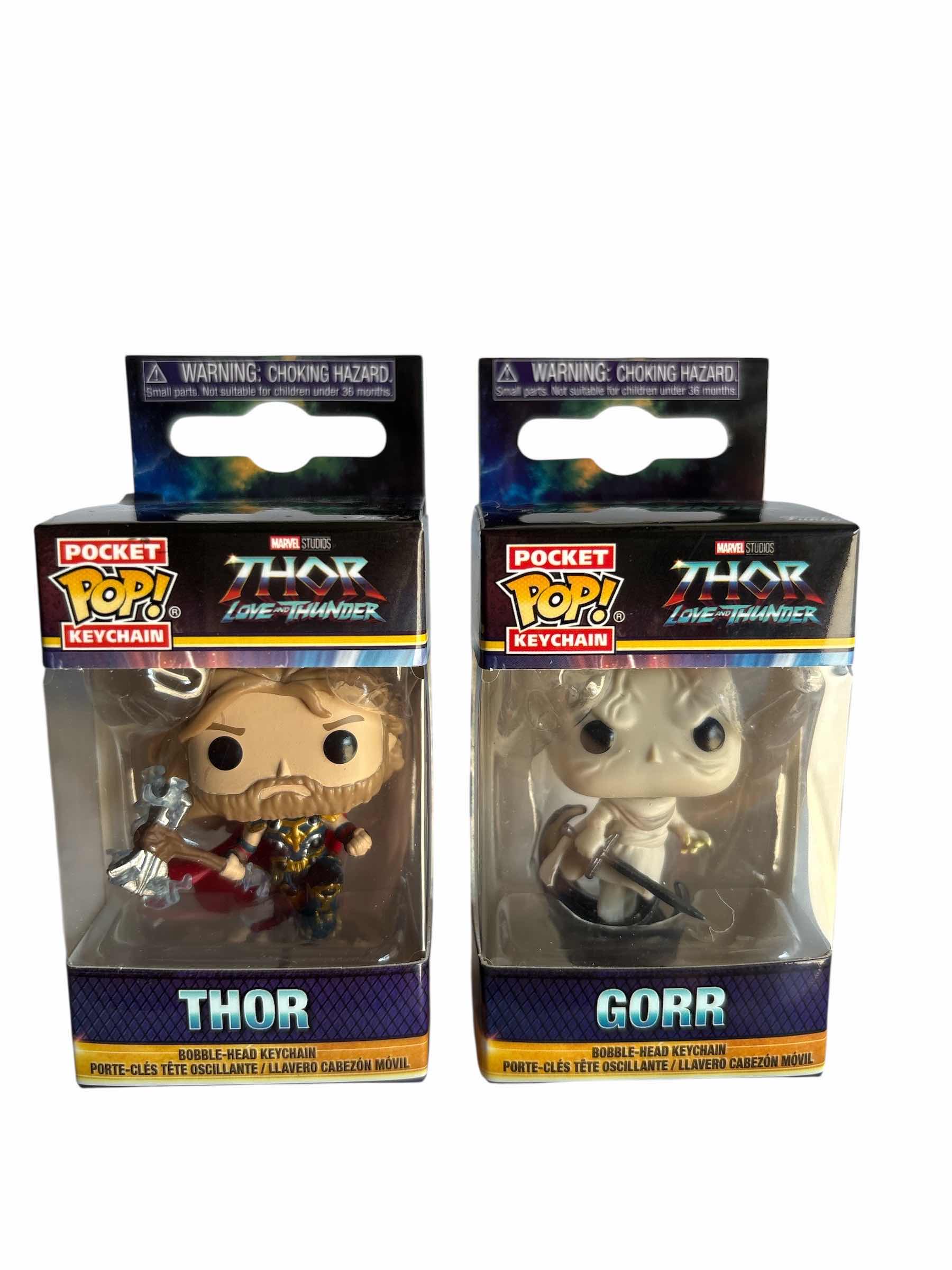 Photo 1 of NIB (2)PCS FUNKO POP THOR MARVEL KEYCHAIN RETAIL $21
