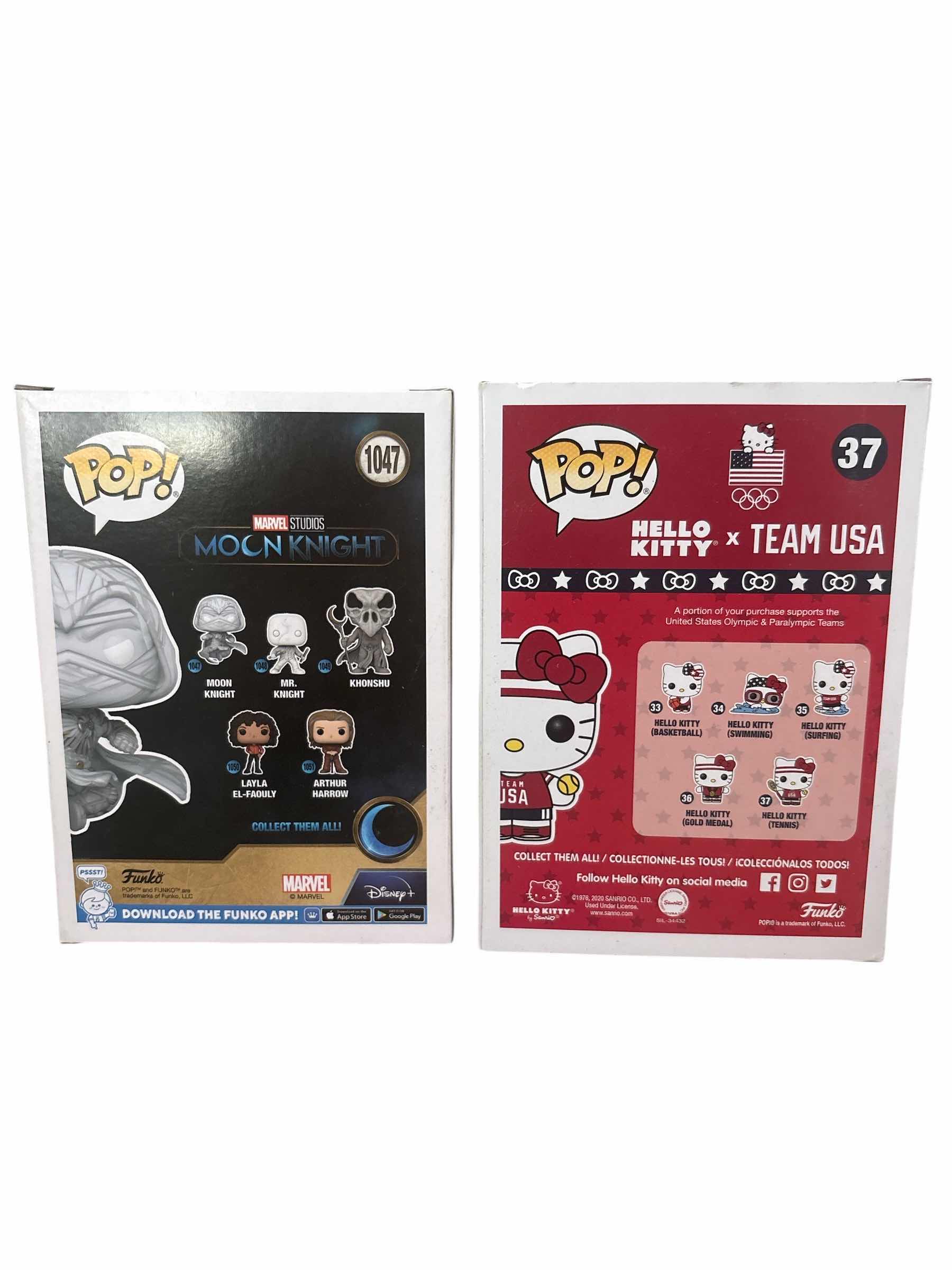 Photo 1 of NIB (2)PCS FUNKO POP MOON KNIGHT AND HELLO KITTY (TENNIS) RETAIL $49