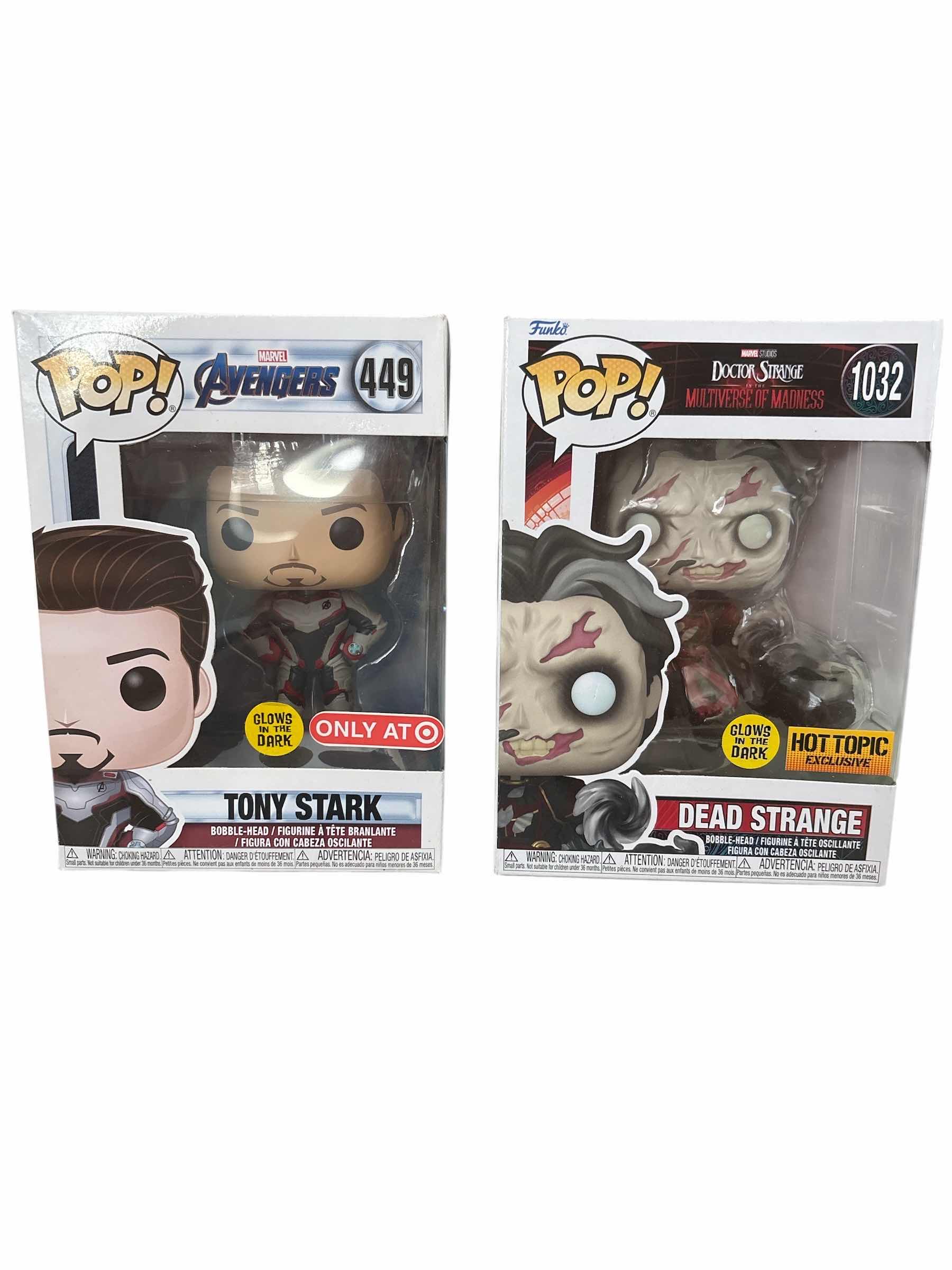 Photo 1 of NIB (2)PCS FUNKO POP MARVEL TONY STARK AND DOCTOR STRANGE DEAD STRANGE RETAIL $21