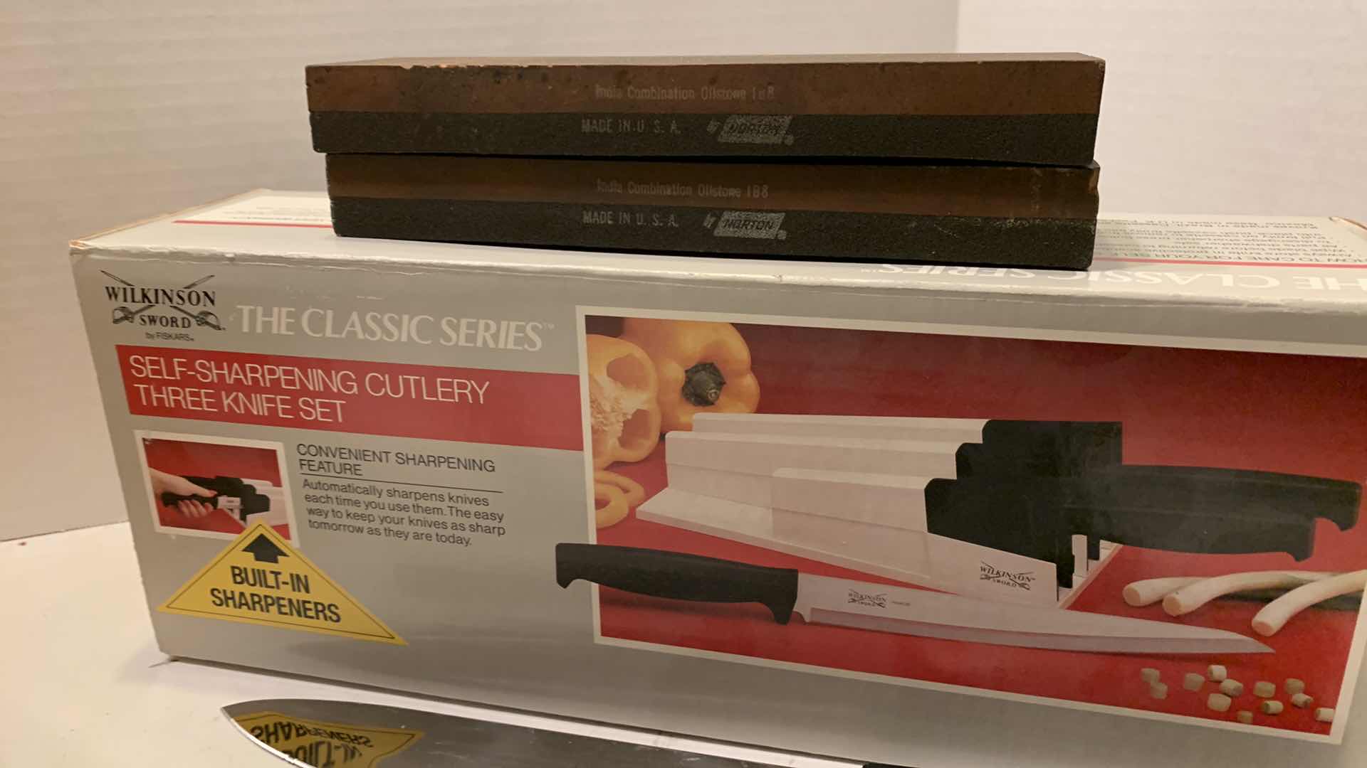 Photo 1 of J.A. HENCKELS KNIFE SET, WILKINSON KNIFE SET AND SHARPENING STONES