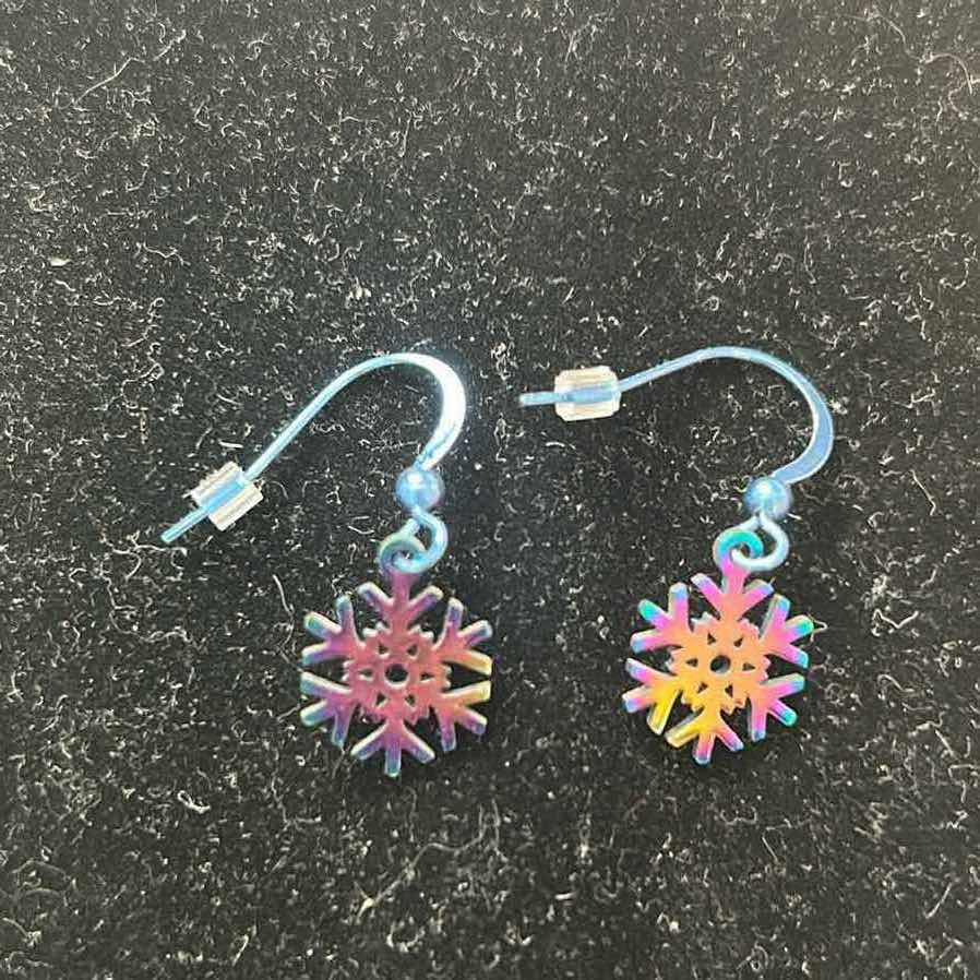 Photo 1 of 2- IRIDESCENT STAR SNOWFLAKE EARRINGS