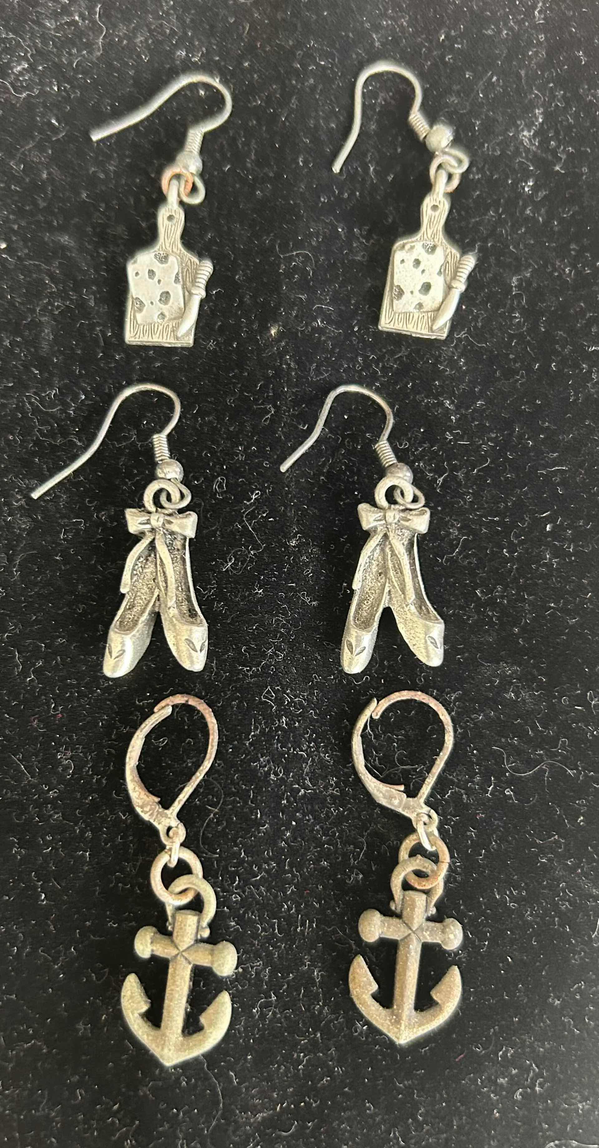 Photo 1 of 3- METAL DANGLE EARRINGS BALLET SLIPPERS CHEESE BOARD ANCHOR