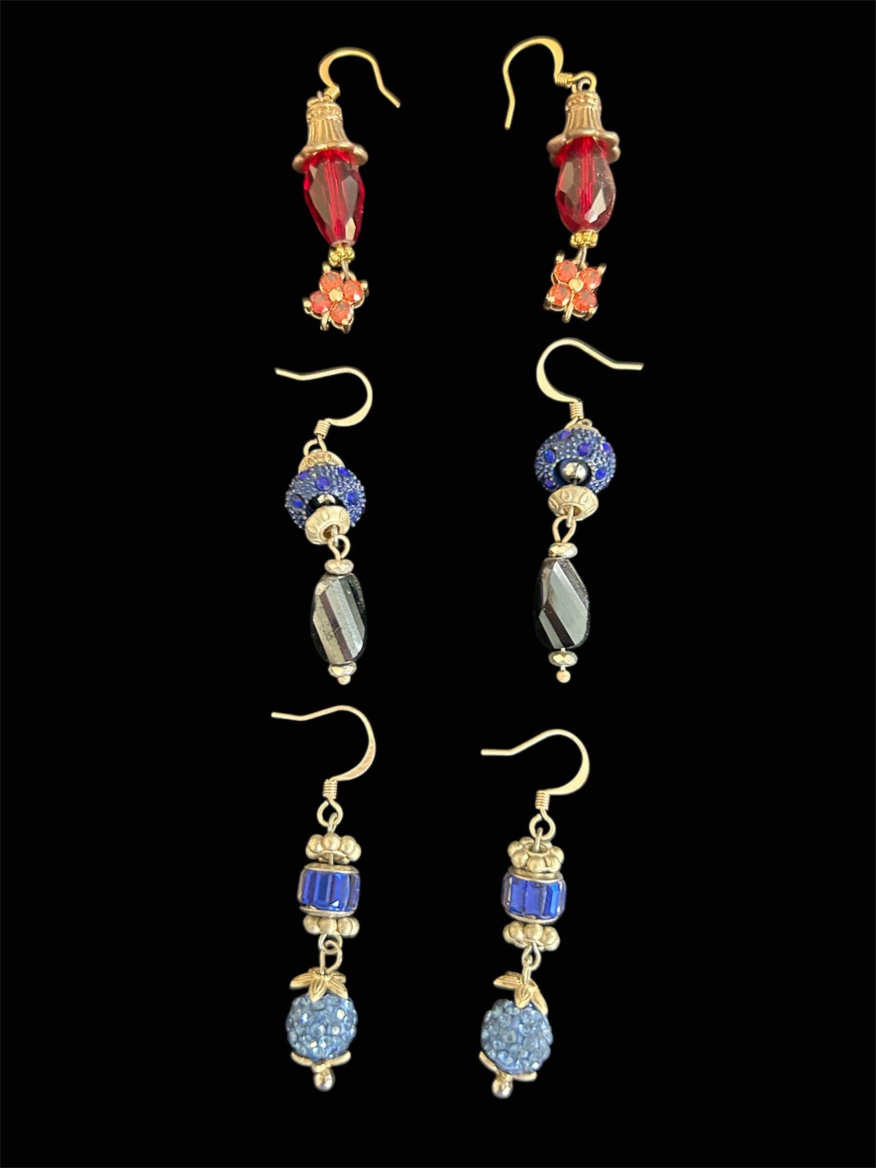 Photo 1 of 3- HANDMADE BEADED FACETED DANGLE EARRINGS