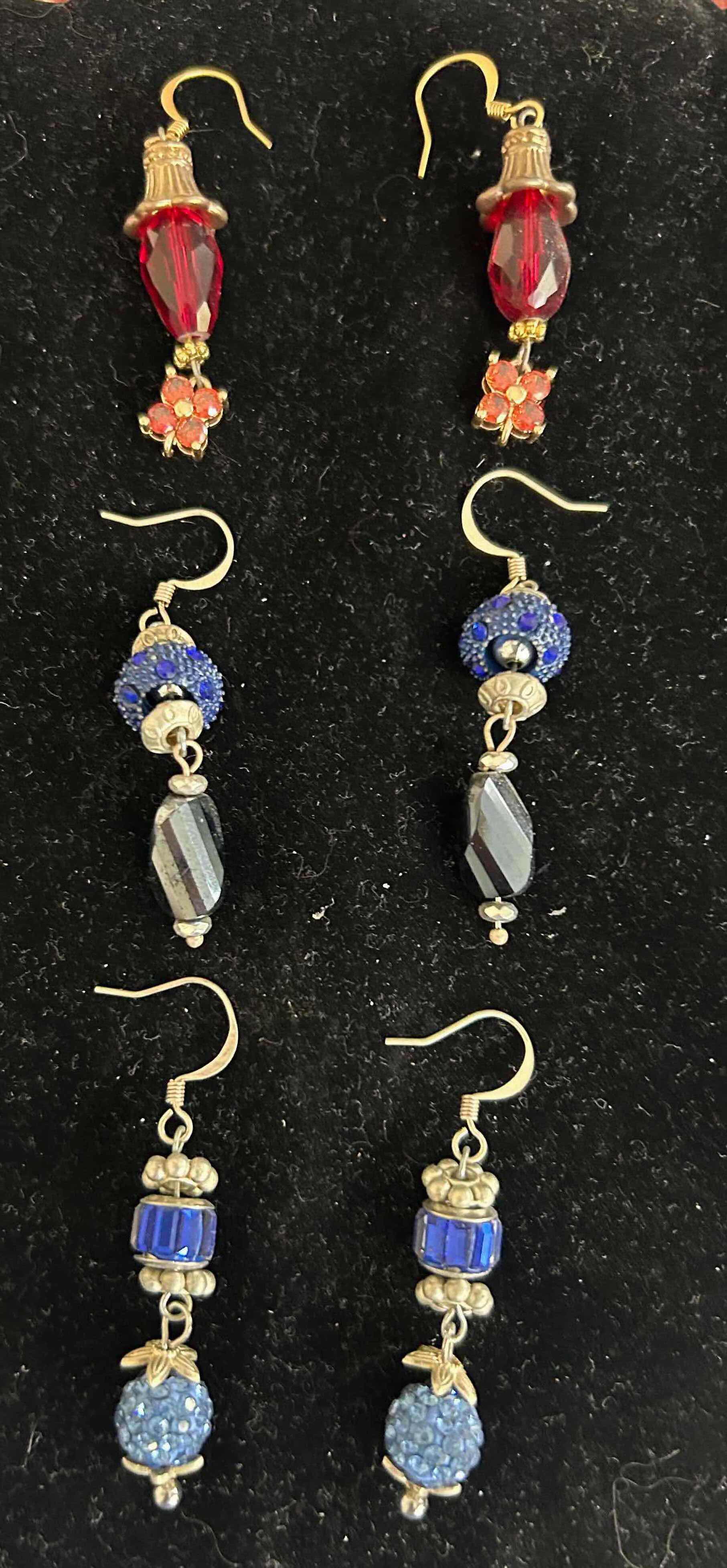 Photo 1 of 3- HANDMADE BEADED FACETED DANGLE EARRINGS