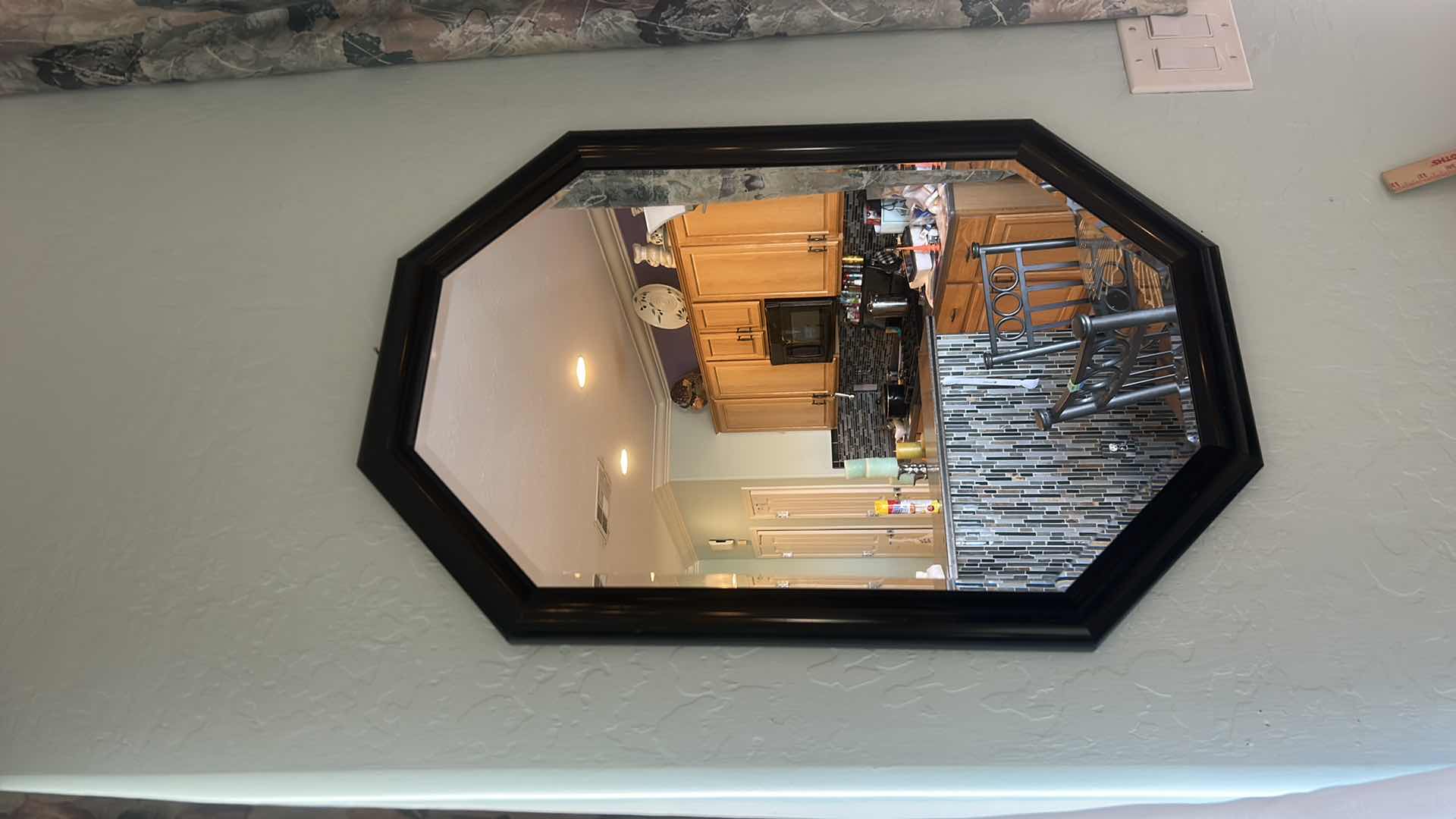 Photo 1 of BLACK LAQUER BEVELED GLASS OCTAGON MIRROR 21 1/4” x H31 1/4
