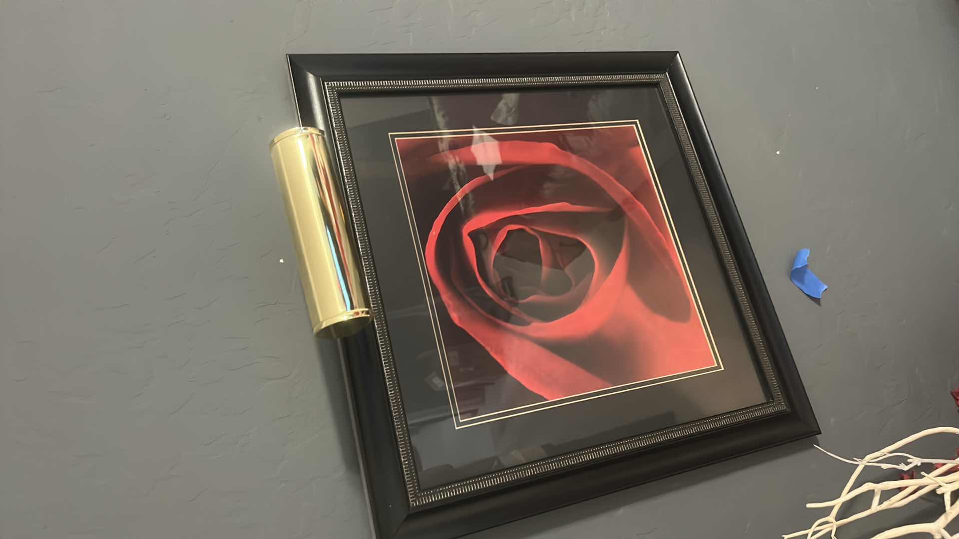 Photo 1 of 2 BLACK FRAMED LIGHTED “RED ROSE” ARTWORK PIECES 21 1/2“ x 21 1/2“