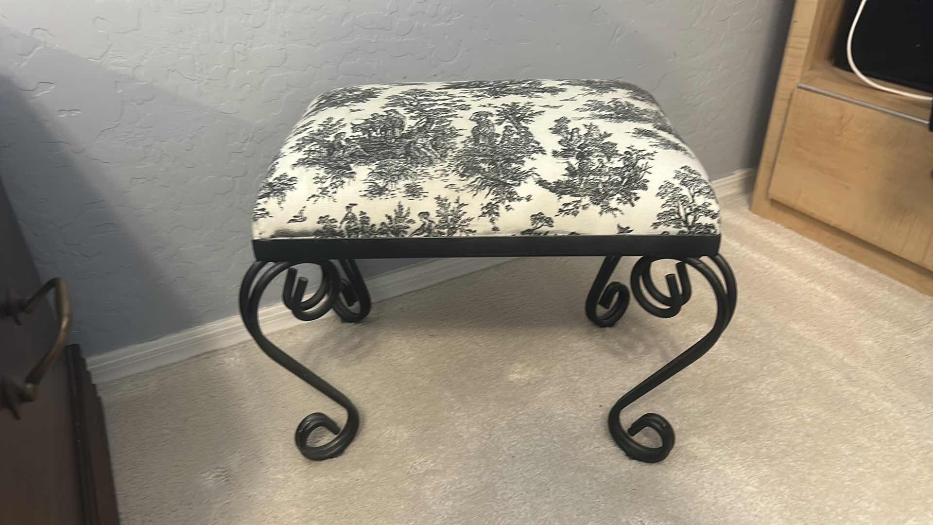 Photo 1 of 2 STOOLS AND 2 BATTERIES OPERATED CANDLE HOLDERS, LARGEST STOOL H15”