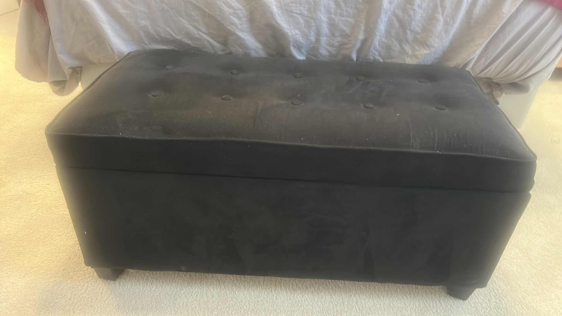 Photo 1 of BLACK FABRIC STORAGE OTTOMAN 8“ x 18 1/2“ x H17 1/2“