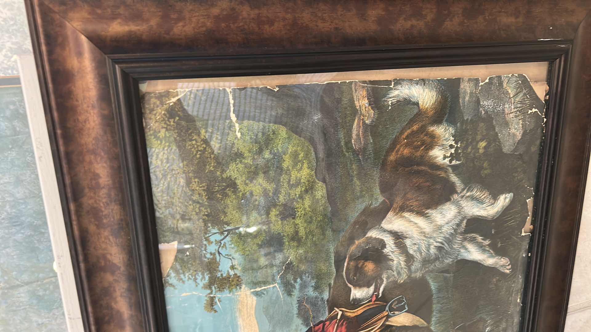 Photo 1 of FRAMED ANTIQUE PRINT OF THE PAINTING “RIVAL DISTRACTIONS” BY CHARLES BURTON BARBER 25 1/4” x H21 1/2”
