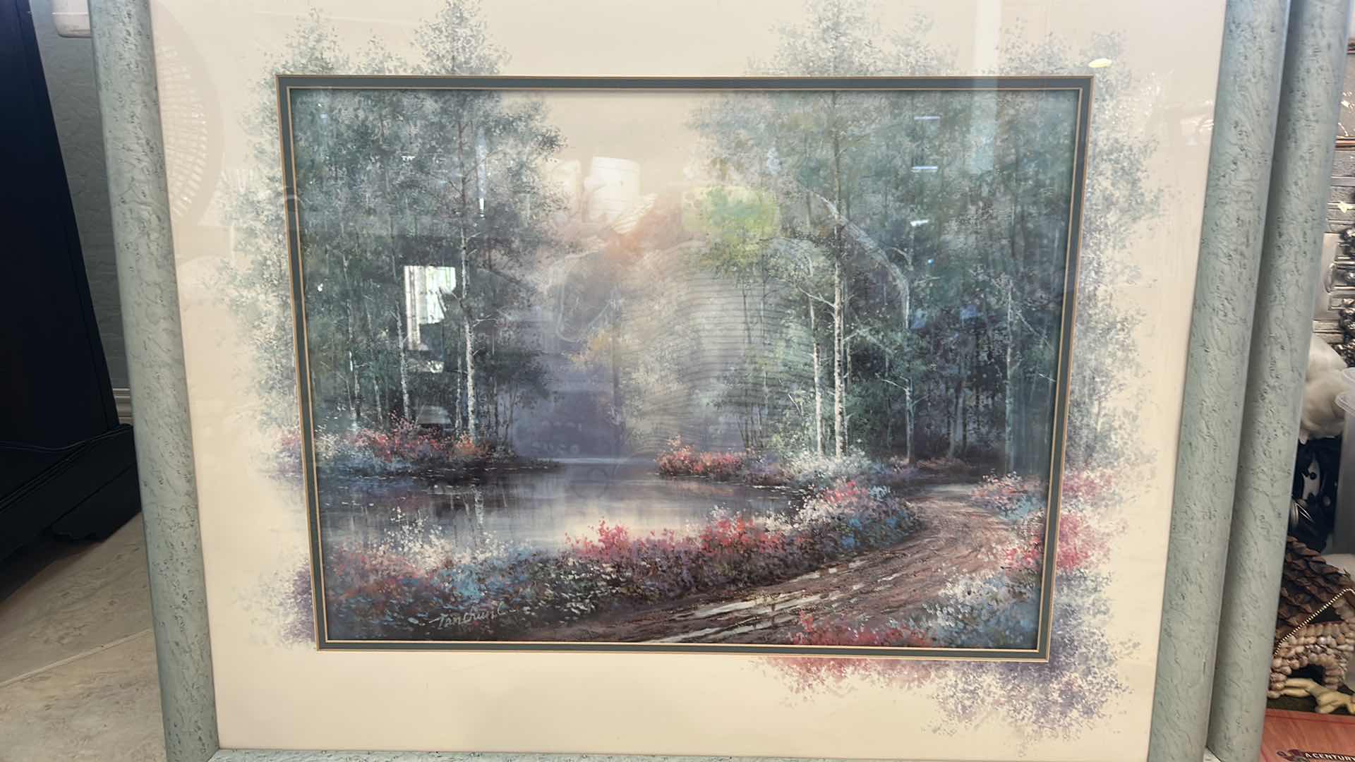 Photo 1 of WOOD FRAMED PASTEL LANDSCAPE SIGNED ARTWORK 37” x H31”