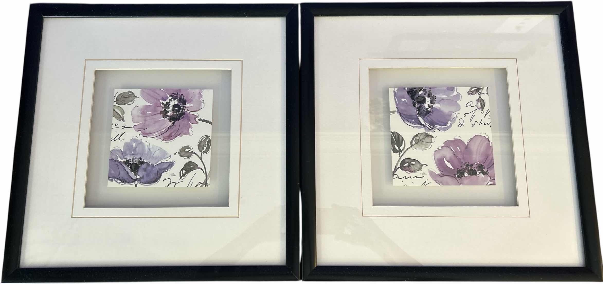 Photo 1 of 2 FRAMED FLORAL ARTWORK PIECES 16” x 16”