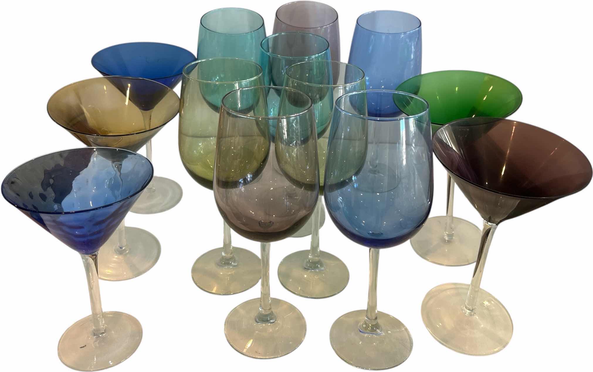 Photo 1 of 12 PCS COLORED GLASS STEMWARE