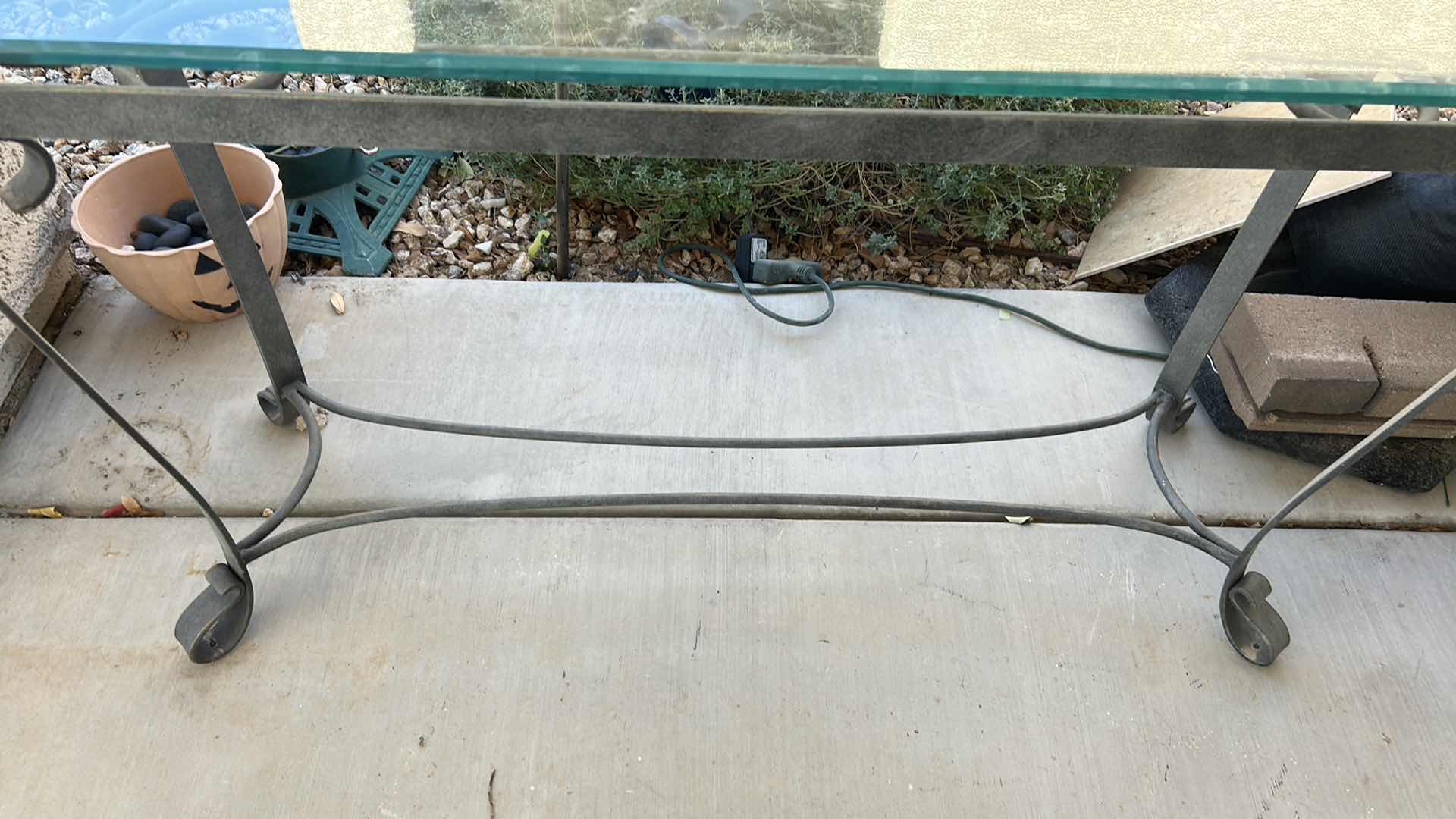 Photo 1 of WROUGHT IRON GLASS TOP CONSOLE  51" X 18" H 29"