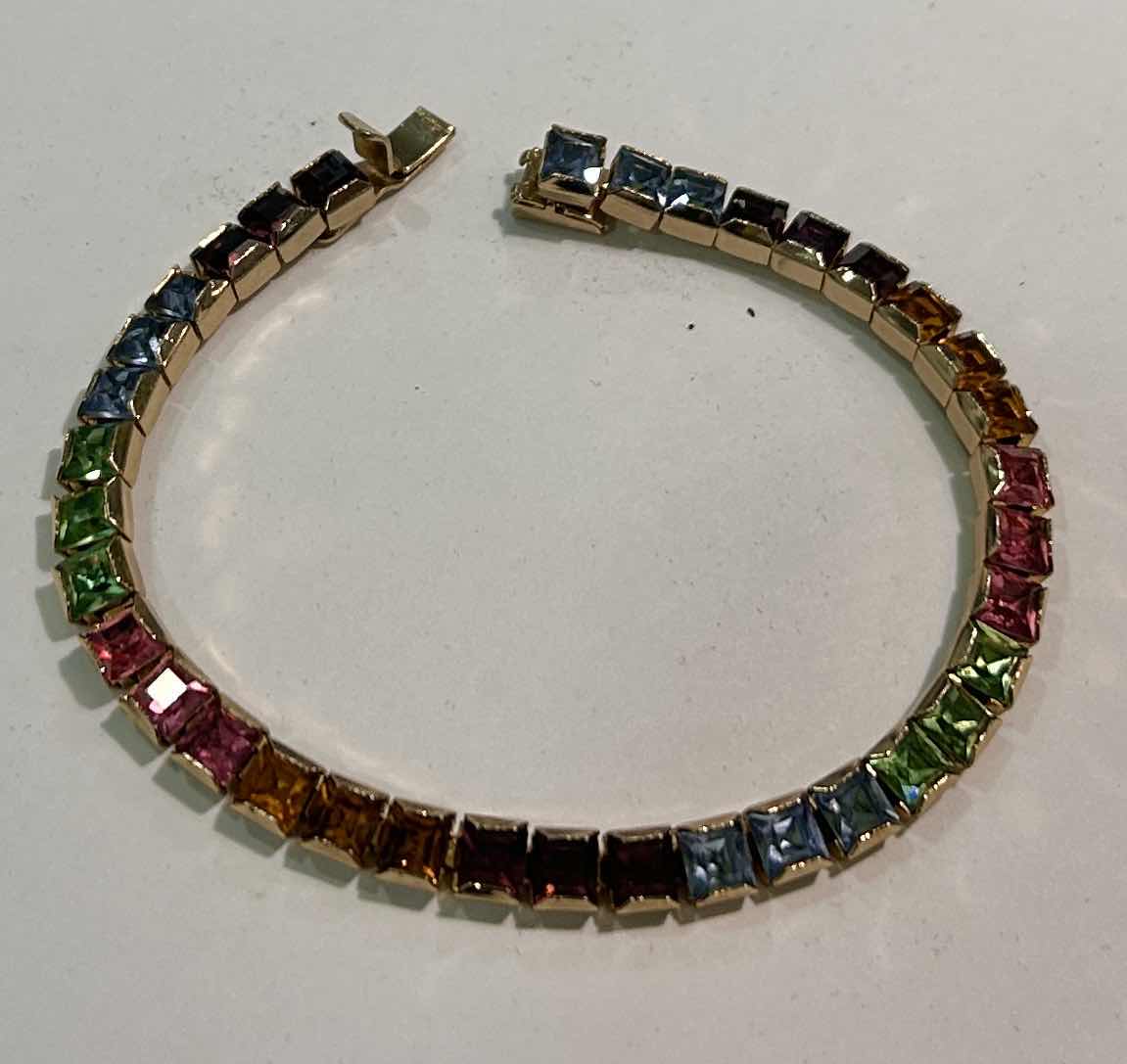 Photo 1 of 14K GOLD GEMSTONE BRACELET FROM ITALY 6.5”