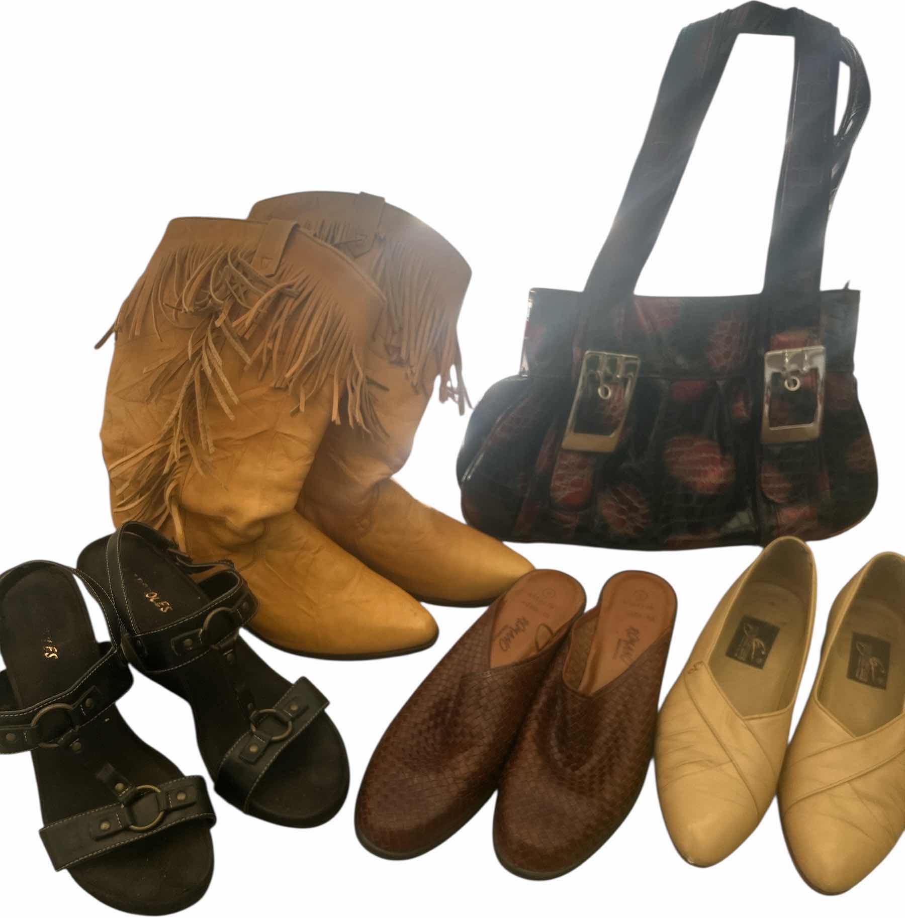 Photo 1 of WOMENS SHOES, DINGO BOOTS SIZE 10 AND HANDBAG SIZE 8, 10, 11