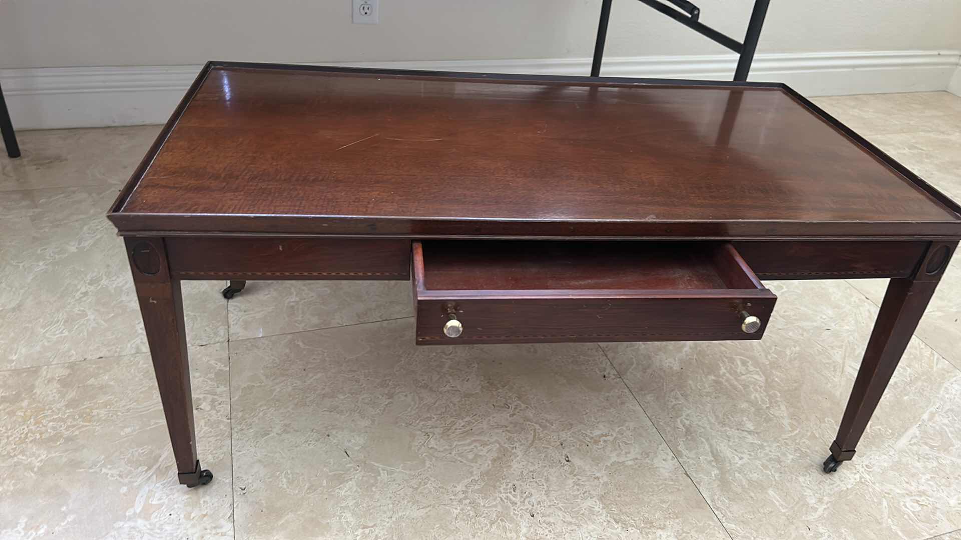 Photo 1 of VINTAGE TONGUE AND GROOVE COFFEE TABLE ON WHEELS 
36 1/2“ x 18 1/2“ x H17”