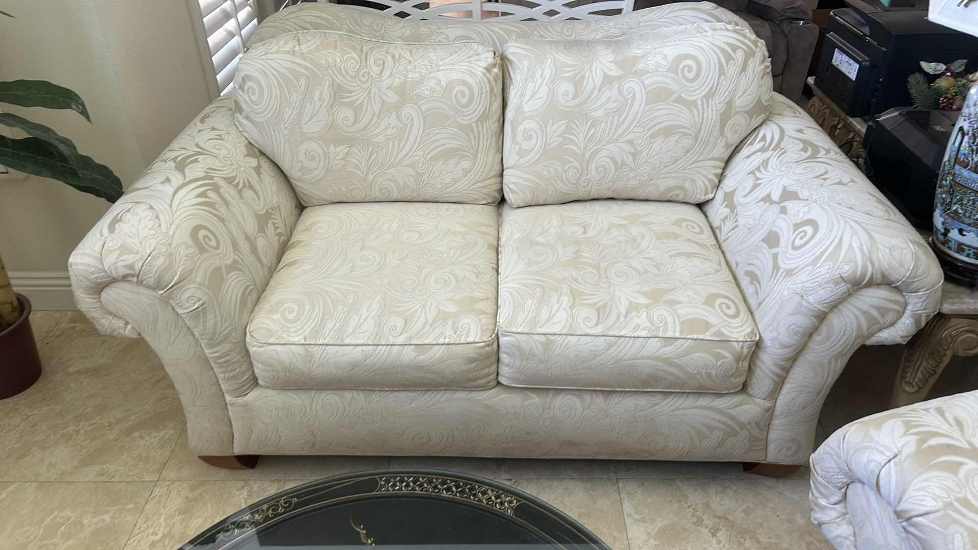 Photo 1 of PLUSH IVORY LOVESEAT 6” x 41” x H39”
