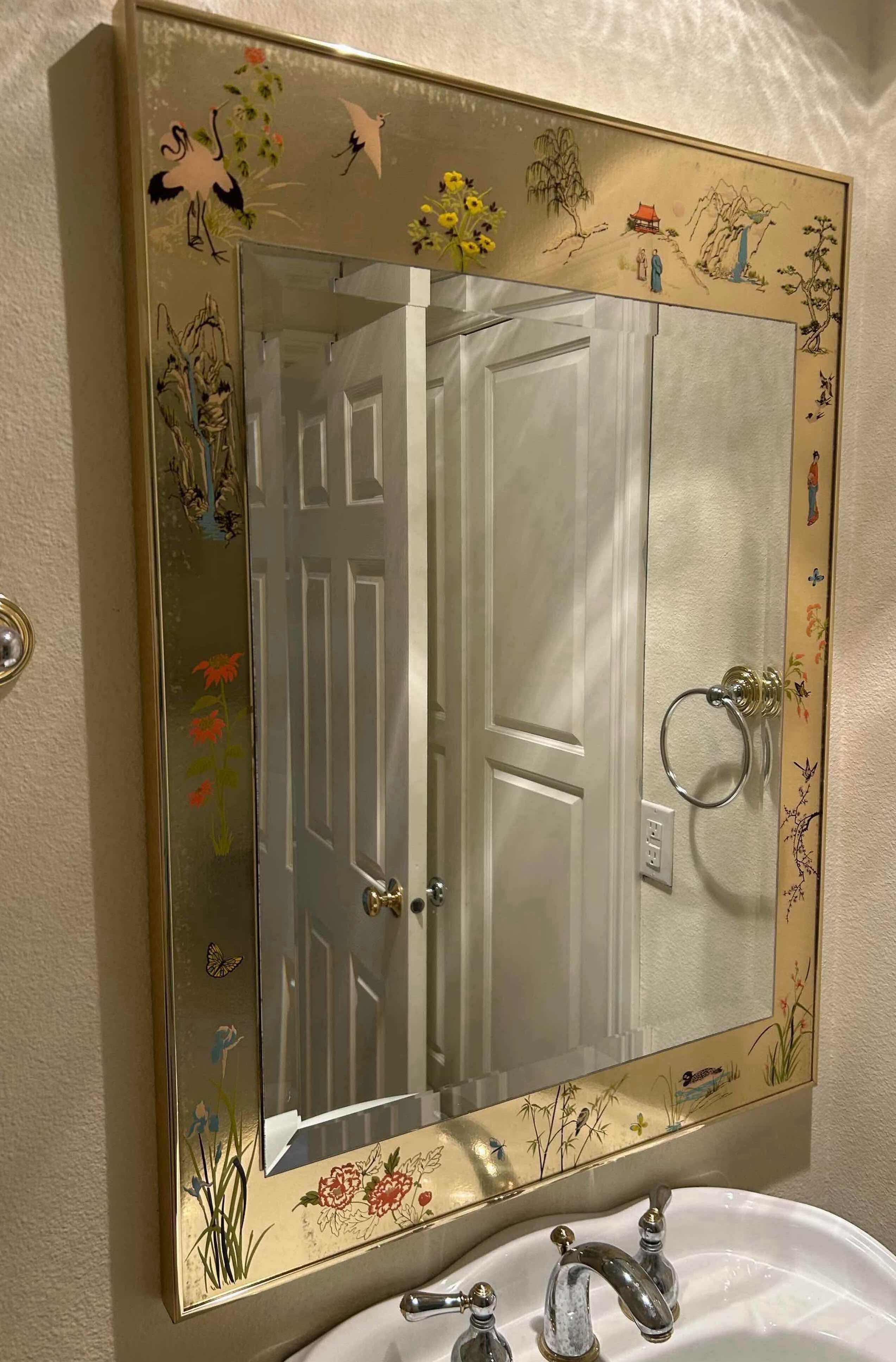 Photo 1 of VINTAGE LA BARGE CHINOISERIE GOLD WALL MIRROR 30" X 40"