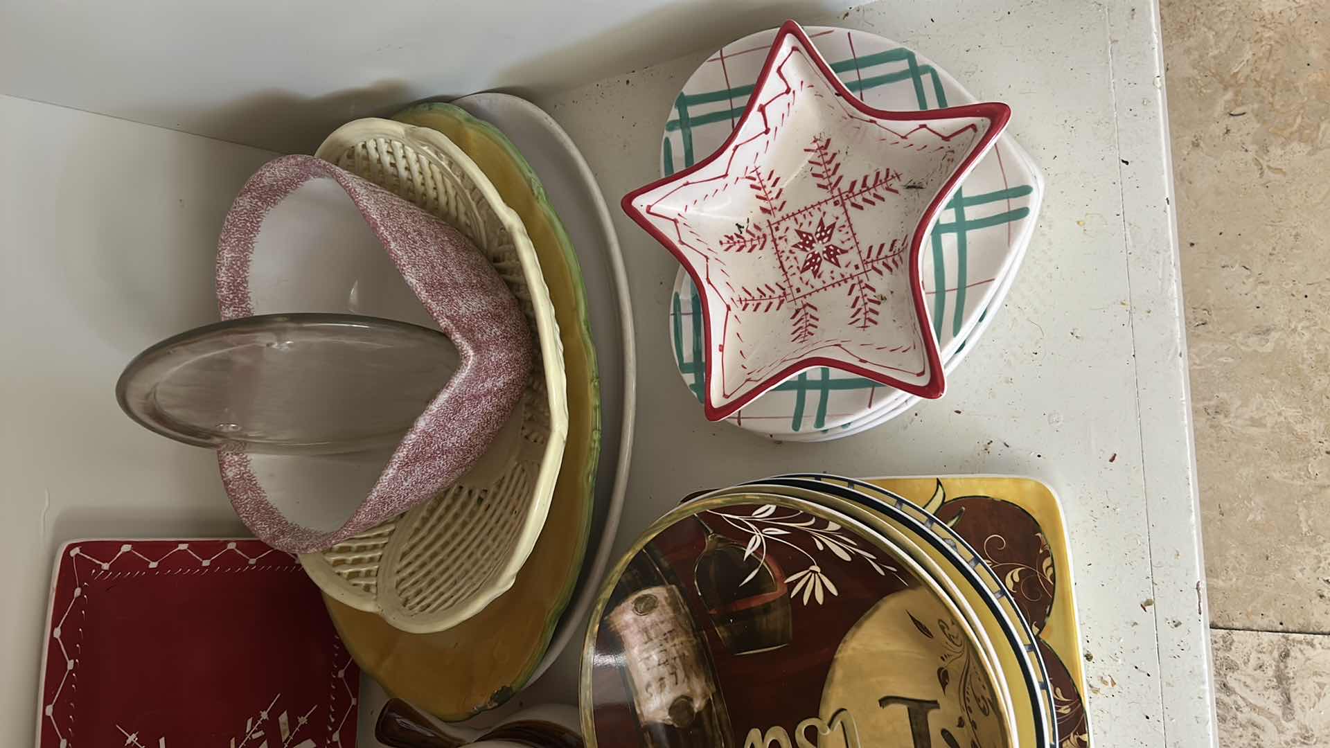 Photo 1 of CONTENTS OF CABINET ASSORTED PLATTERS DECORATIVE DISHES