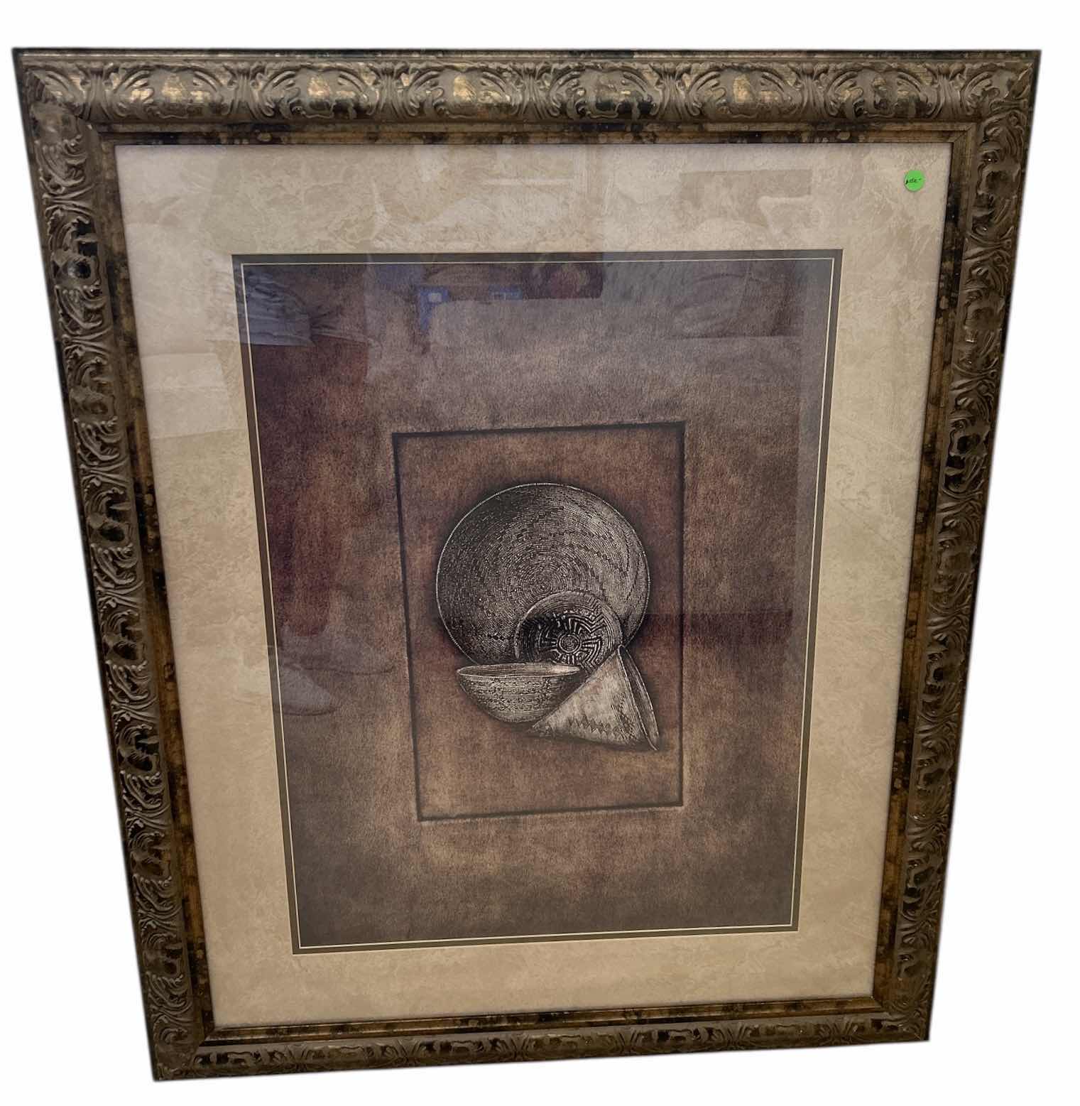 Photo 1 of FRAMED SOUTH WESTERN STYLE POTTERY ARTWORK 38” X H 47