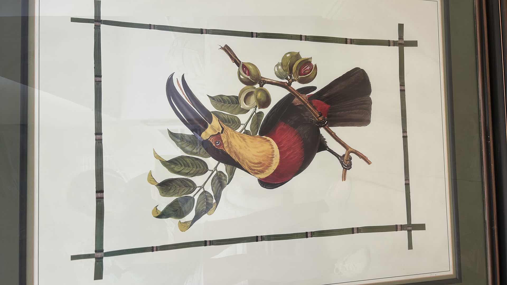 Photo 1 of WOOD FRAMED MIXED MEDIA TOUCAN ARTWORK 36“ x H44“