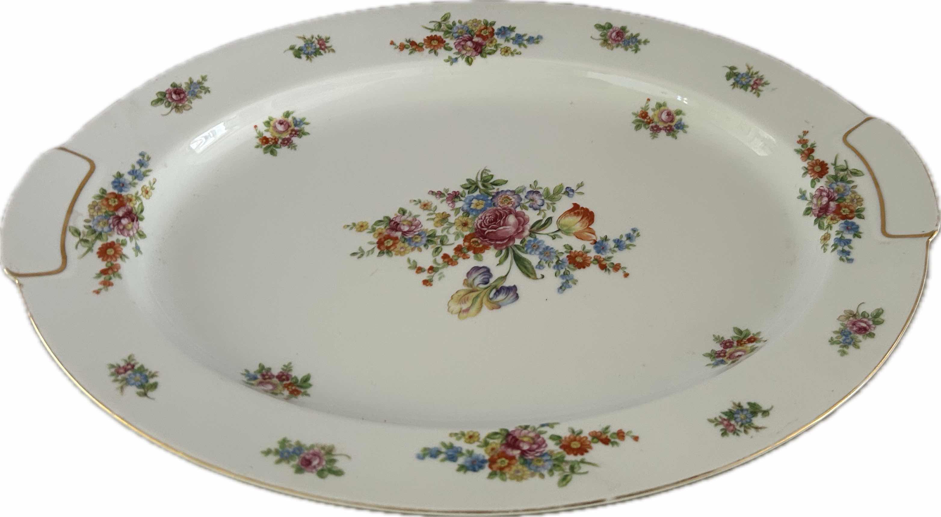 Photo 1 of VINTAGE OVAL CHINA SERVING PLATTER " MADE IN OCCUPIED CHINA" ERA