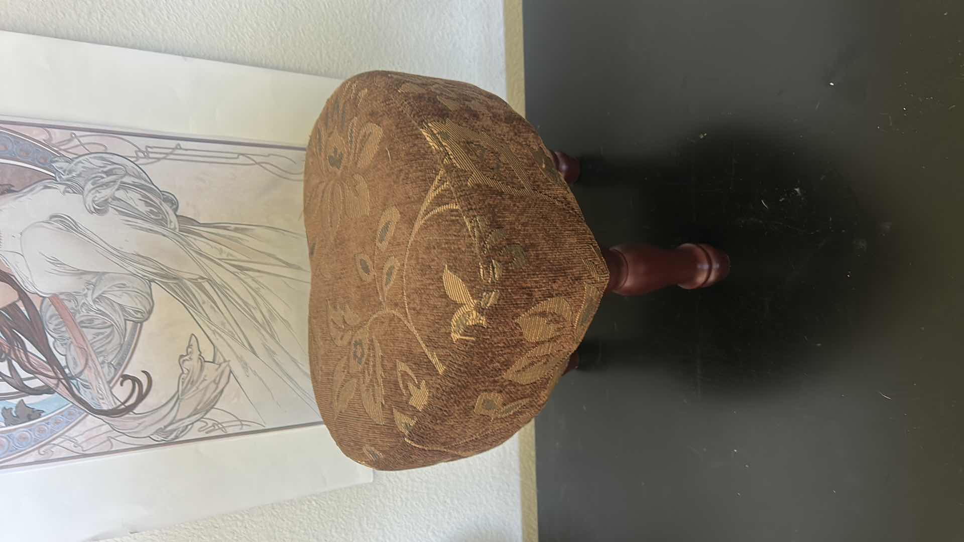 Photo 1 of SMALL HEART STOOL H10.5” AND MUCHA POSTER H17.25”