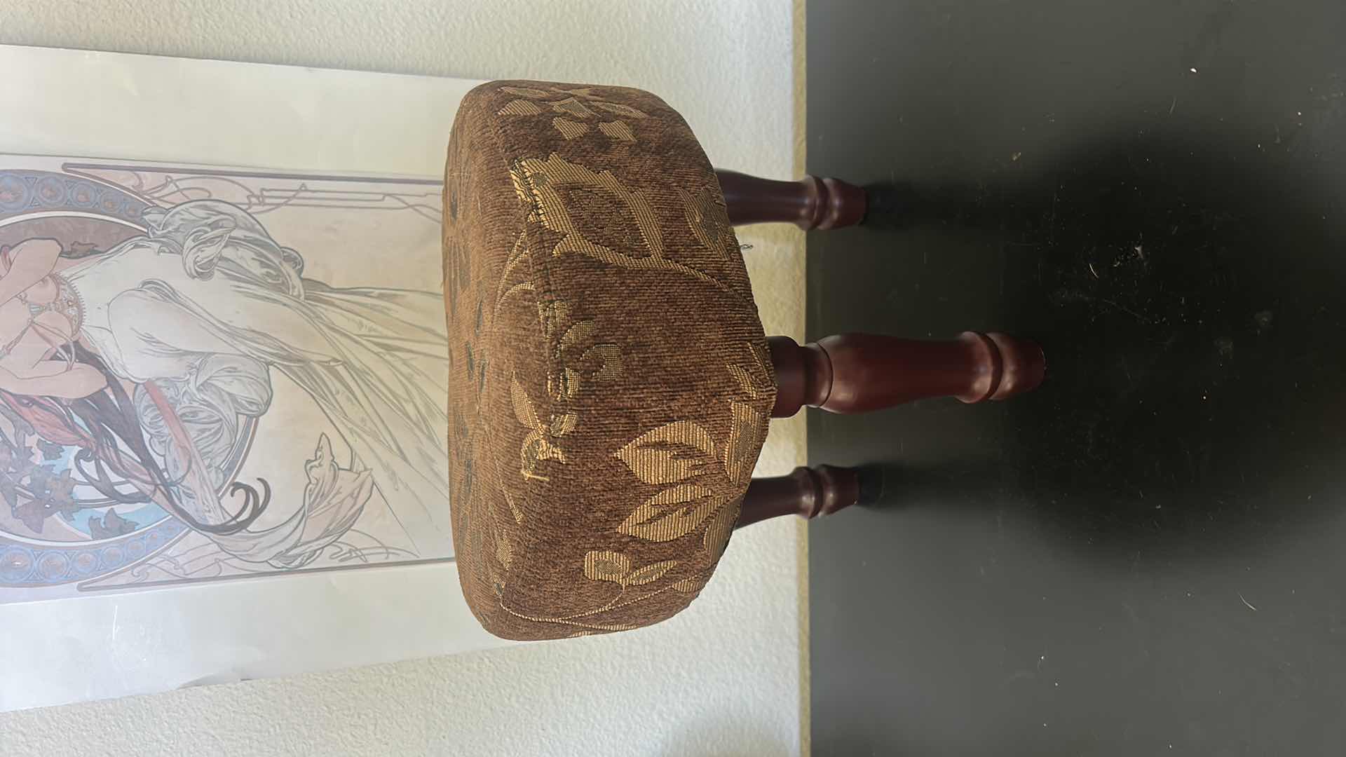 Photo 1 of SMALL HEART STOOL H10.5” AND MUCHA POSTER H17.25”