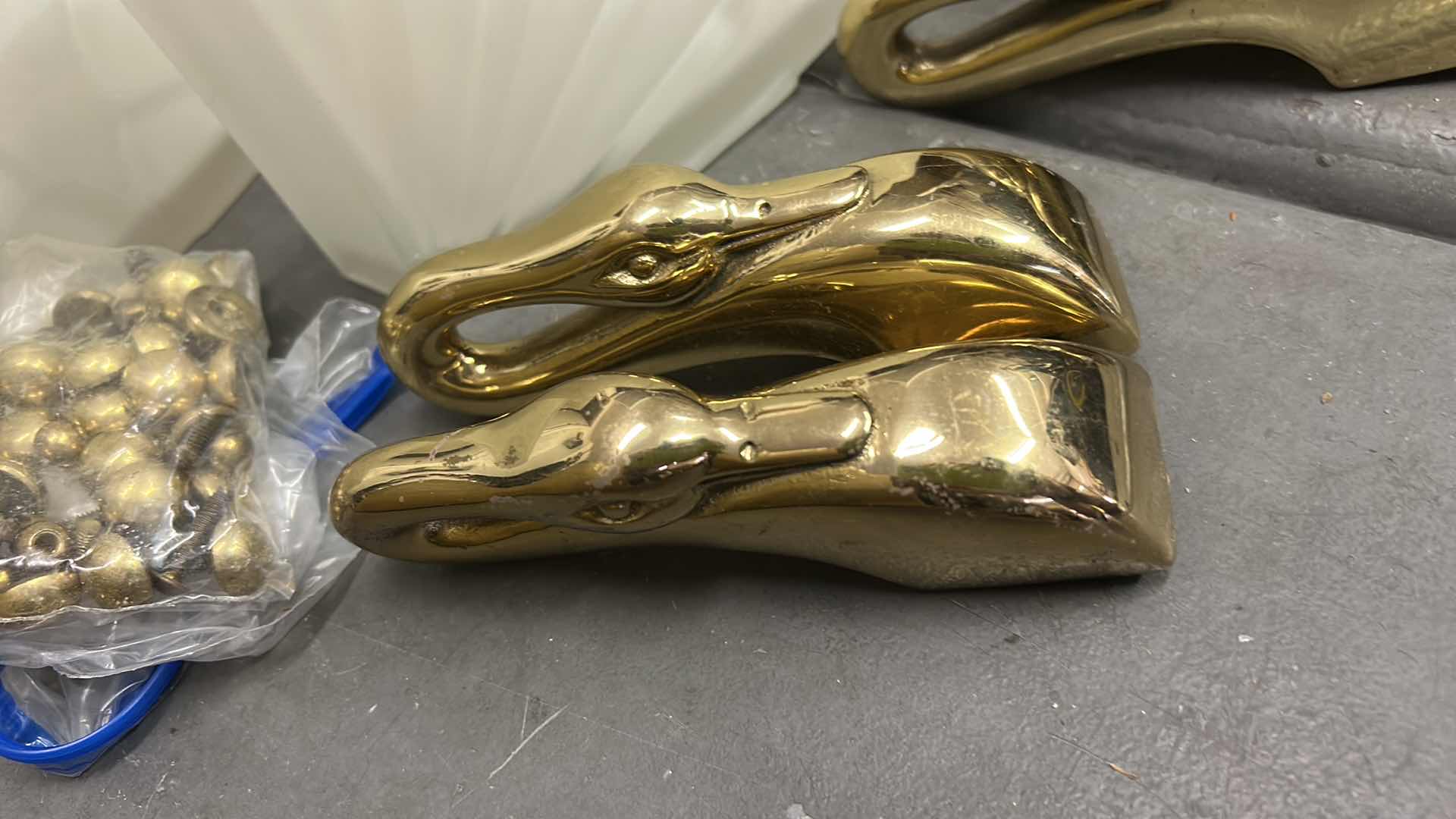 Photo 1 of 8  GLASS FIXTURES (POSSIBLY WALL SCONCES)  10” X  H 5” WITH BRASS DUCKS