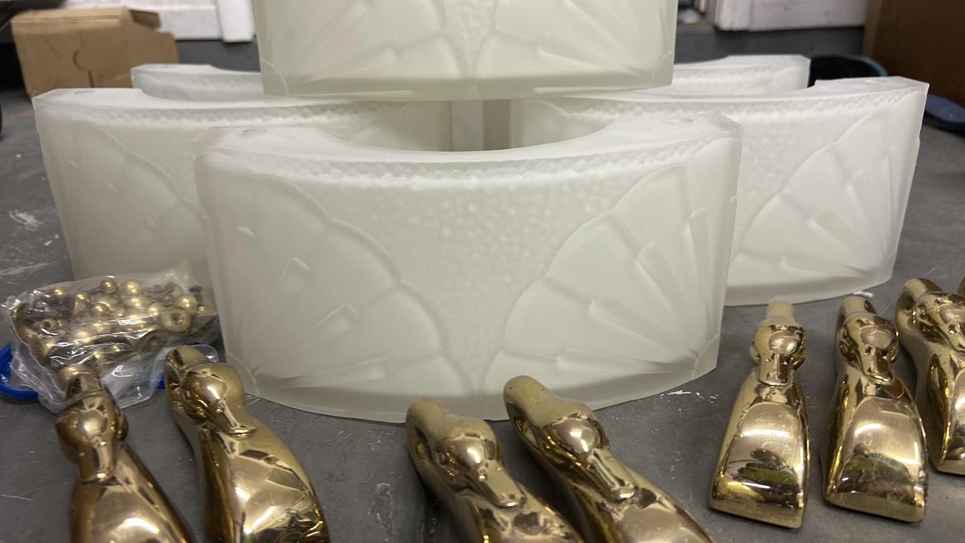 Photo 1 of 8  GLASS FIXTURES (POSSIBLY WALL SCONCES)  10” X  H 5” WITH BRASS DUCKS