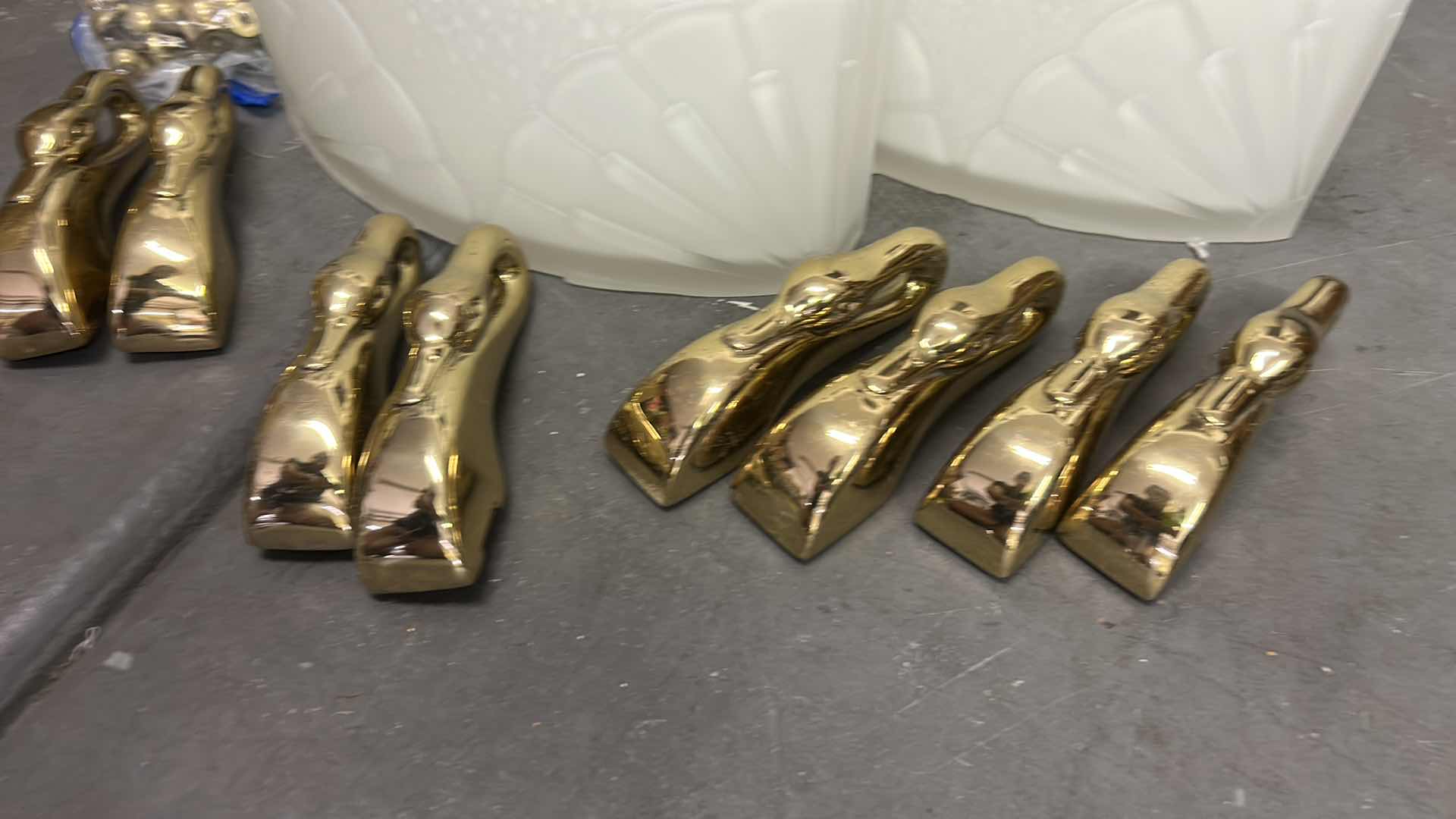 Photo 1 of 8  GLASS FIXTURES (POSSIBLY WALL SCONCES)  10” X  H 5” WITH BRASS DUCKS
