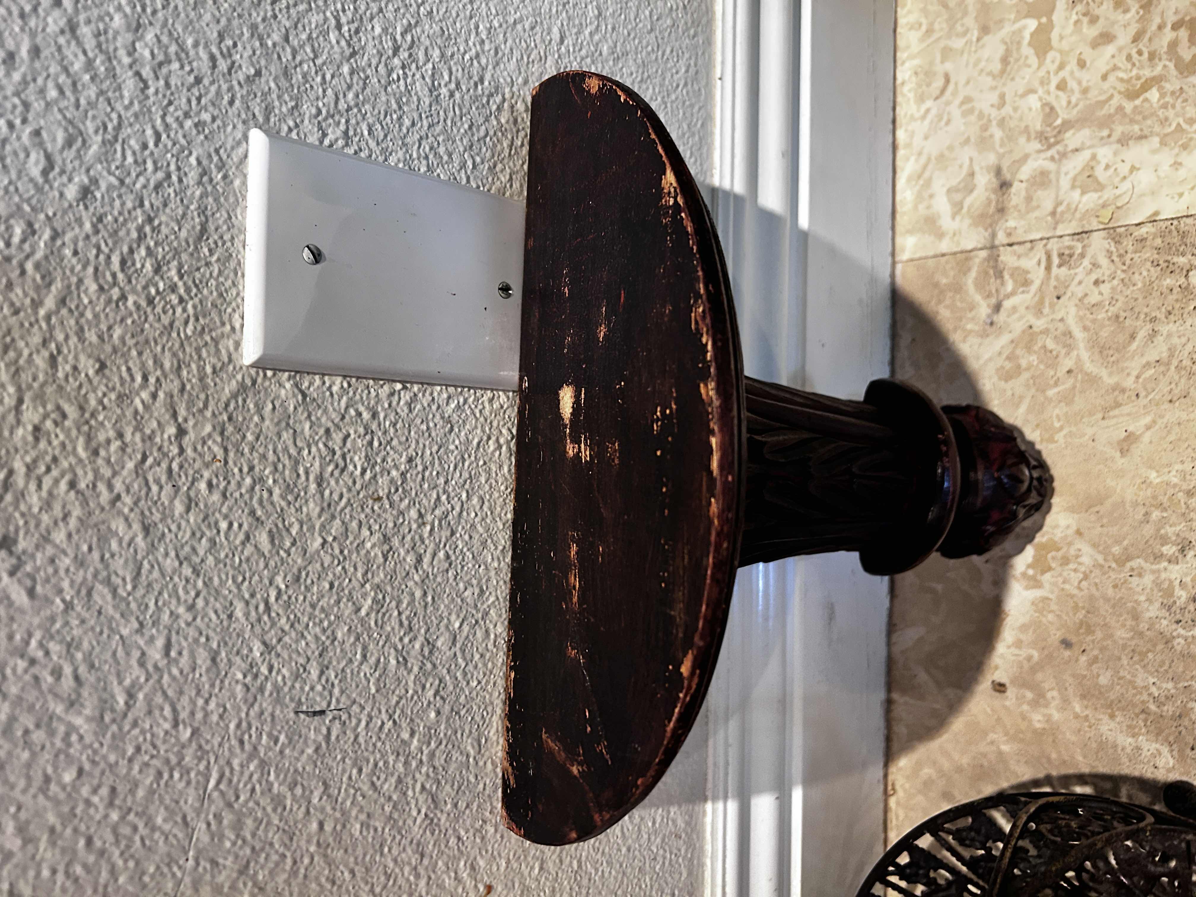 Photo 1 of 2 WOODEN WALL SCONCES  H12”AND METAL BASKET