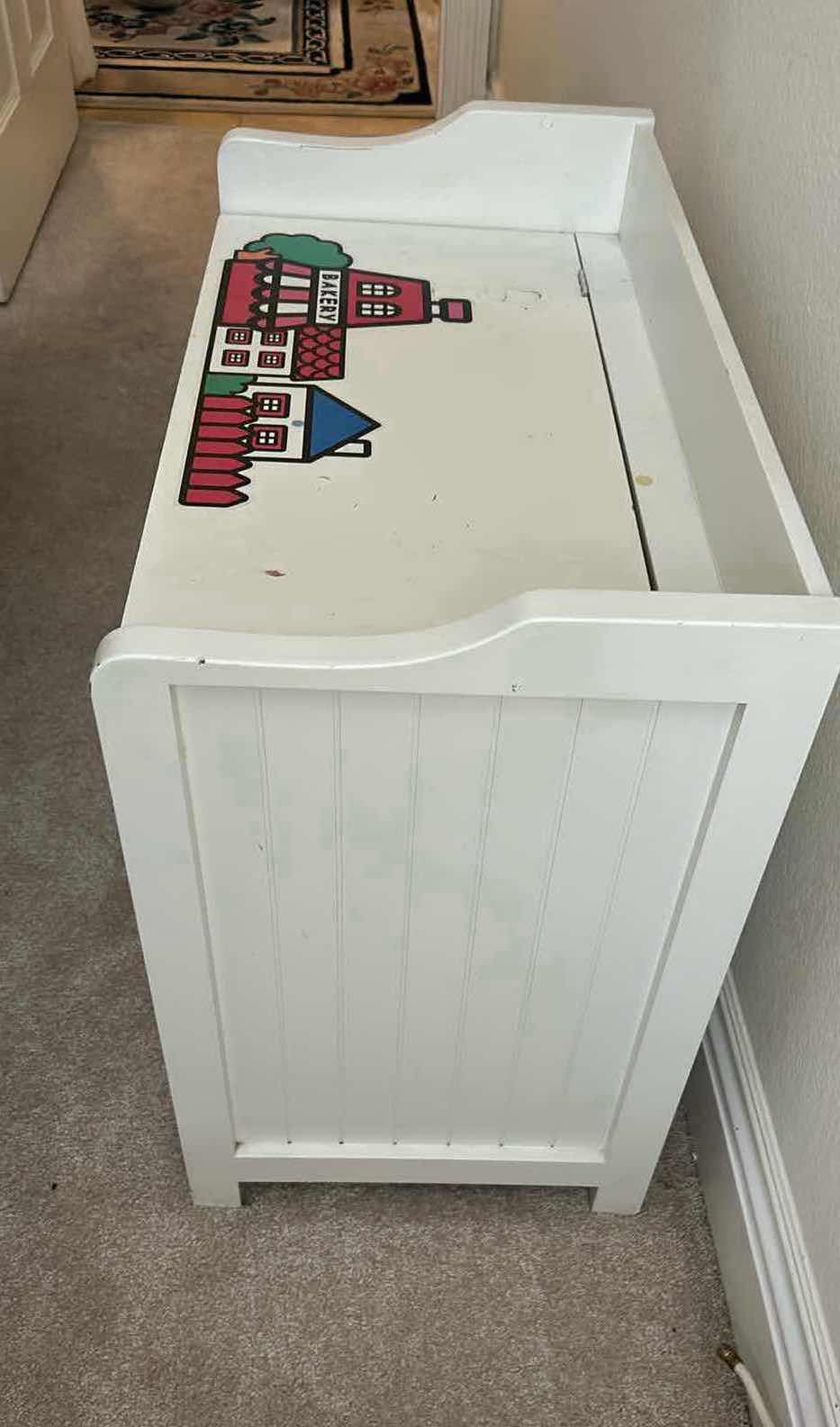 Photo 1 of WHITE WOOD TOY CHEST OR BENCH 37" X 14" H 22"