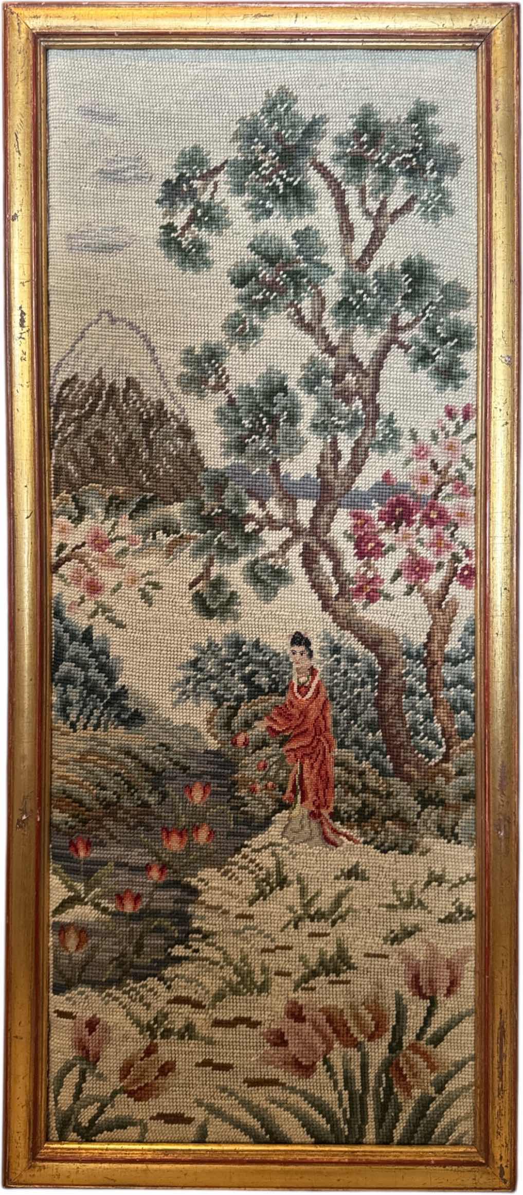Photo 1 of VINTAGE CHINESE EMBROIDERED ART PANEL WOOD FRAMED SCENIC LANDSCAPE
W15” X L33.5”