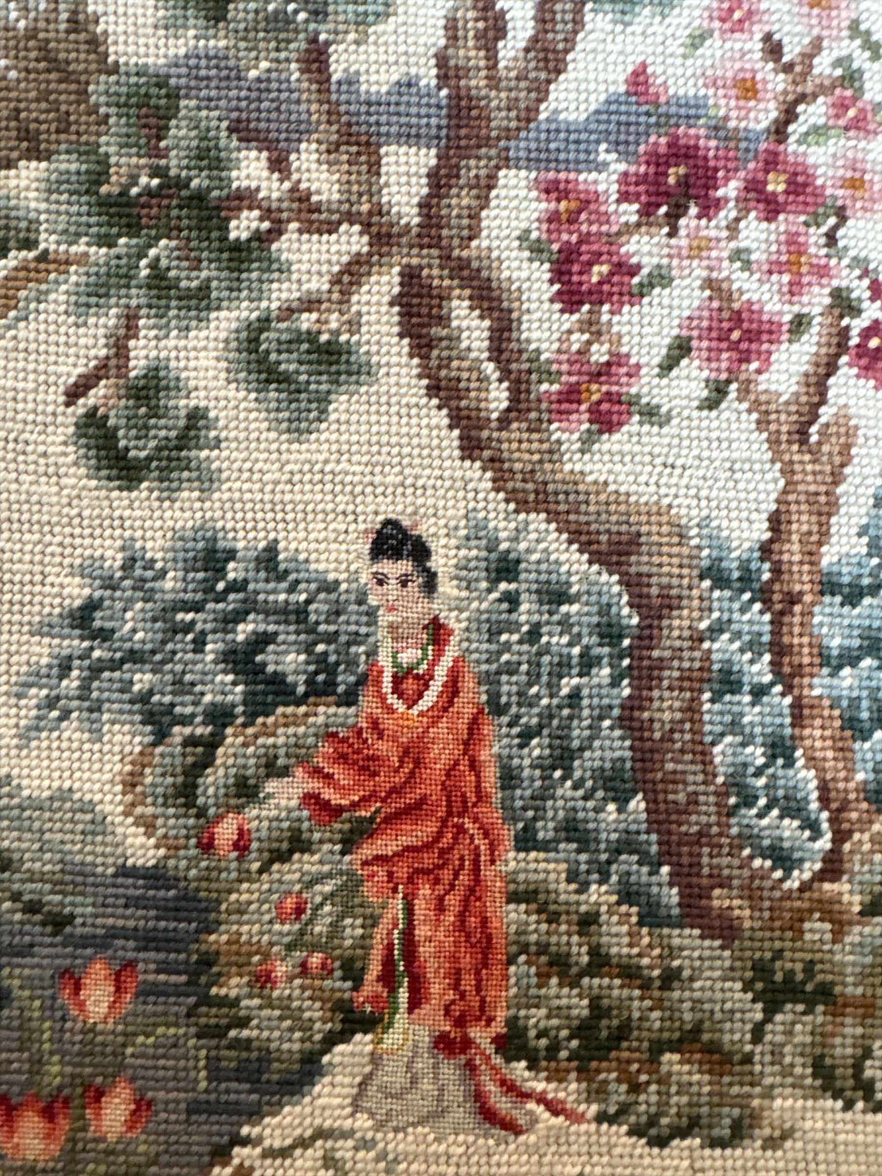 Photo 1 of VINTAGE CHINESE EMBROIDERED ART PANEL WOOD FRAMED SCENIC LANDSCAPE
W15” X L33.5”

