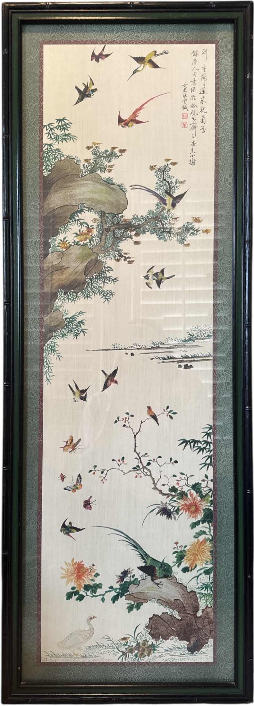 Photo 1 of VINTAGE WOOD FRAMED ART PRINT PANEL FEATURING BIRDS
W14” X L40”

