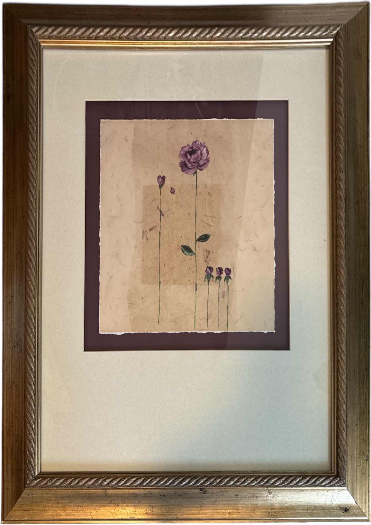 Photo 1 of VINTAGE GOLD TONE RESIN FRAMED FLORAL PRINT ART 
W25.5” X L29.5”

