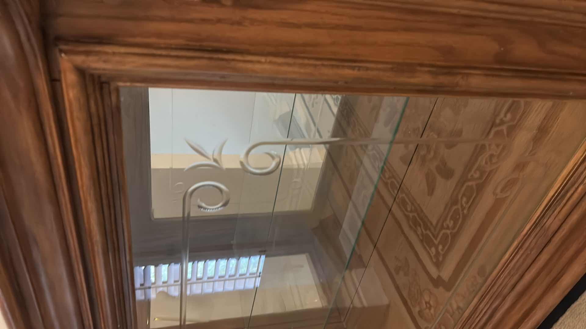 Photo 1 of WOOD WITH BEVELED GLASS  CURIO CABINET 52” x 19” x H34 1/2”