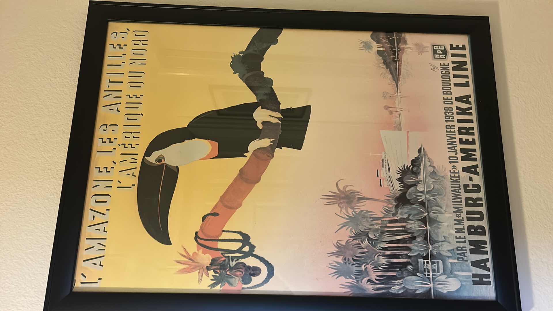 Photo 1 of BLACK FRAMED TOUCAN AND CRUISE SHIP ARTWORK 30“ x H41“
